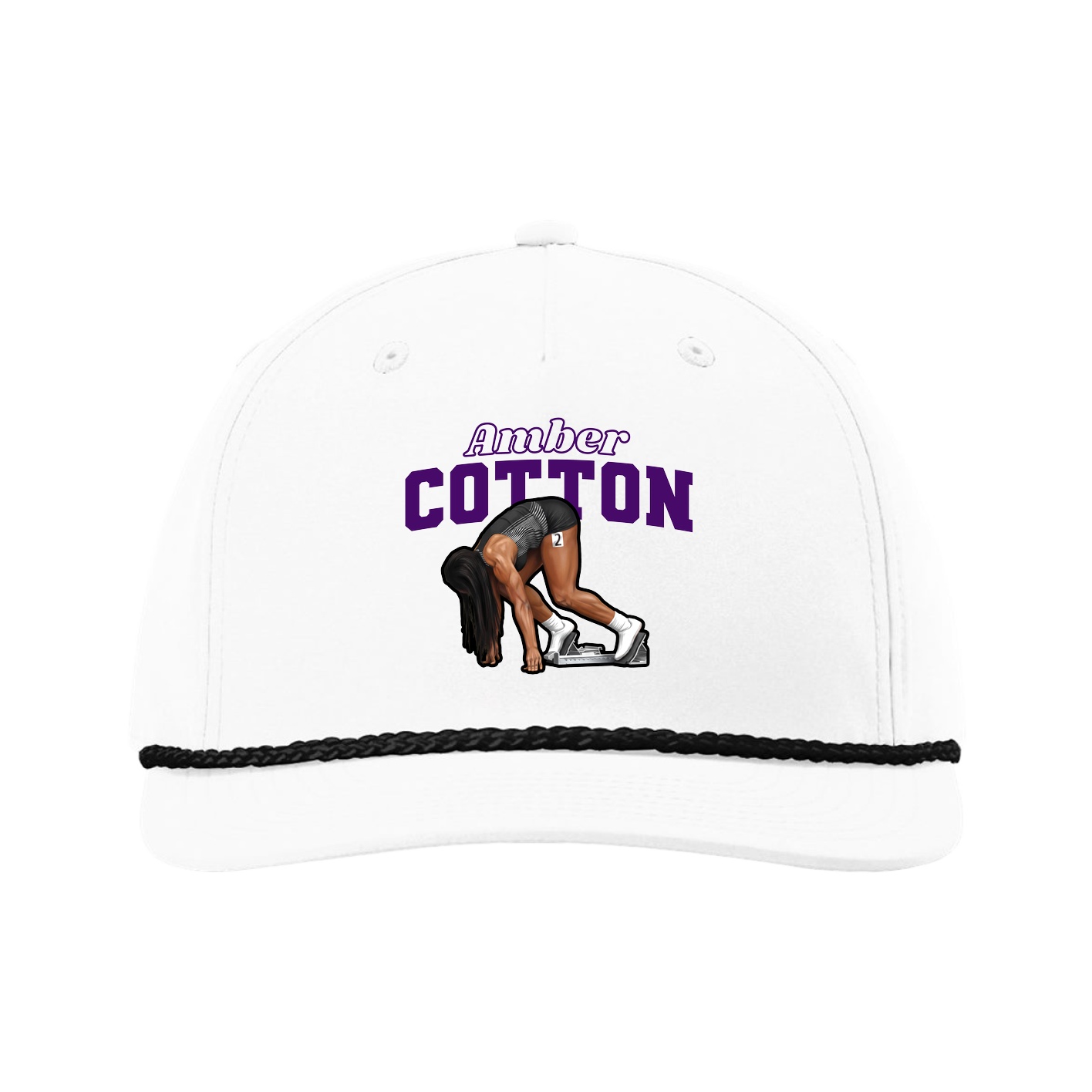 Five-Panel Classic Rope Cap — Name Arch in White