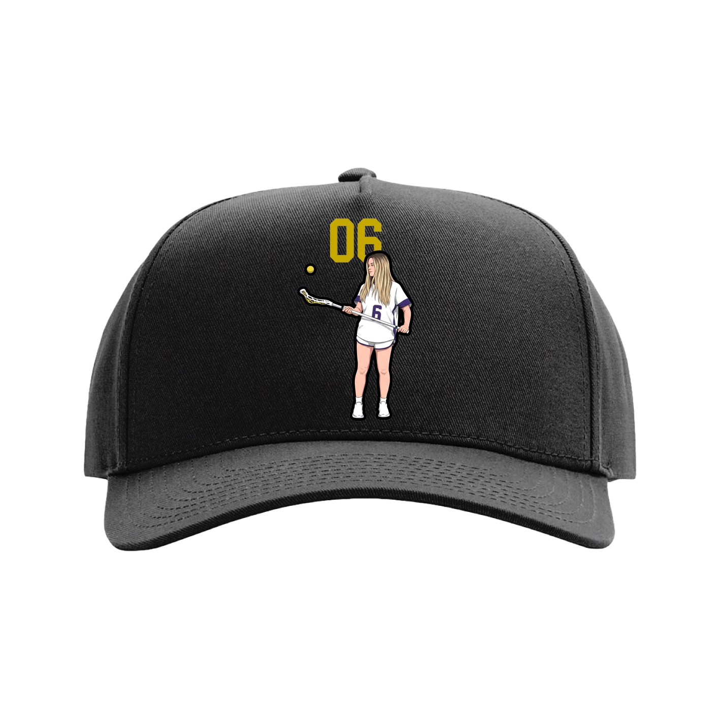 Full Fabric Five-Panel Champ Cap — Number Top in Black