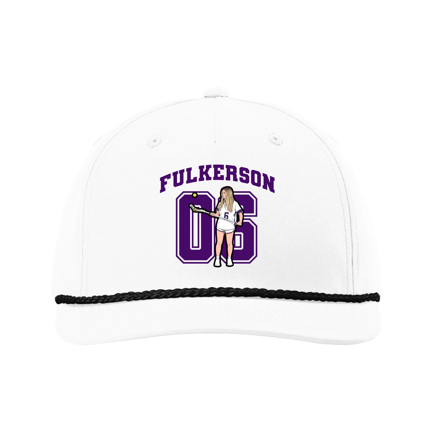 Five-Panel Classic Rope Cap — Number in White