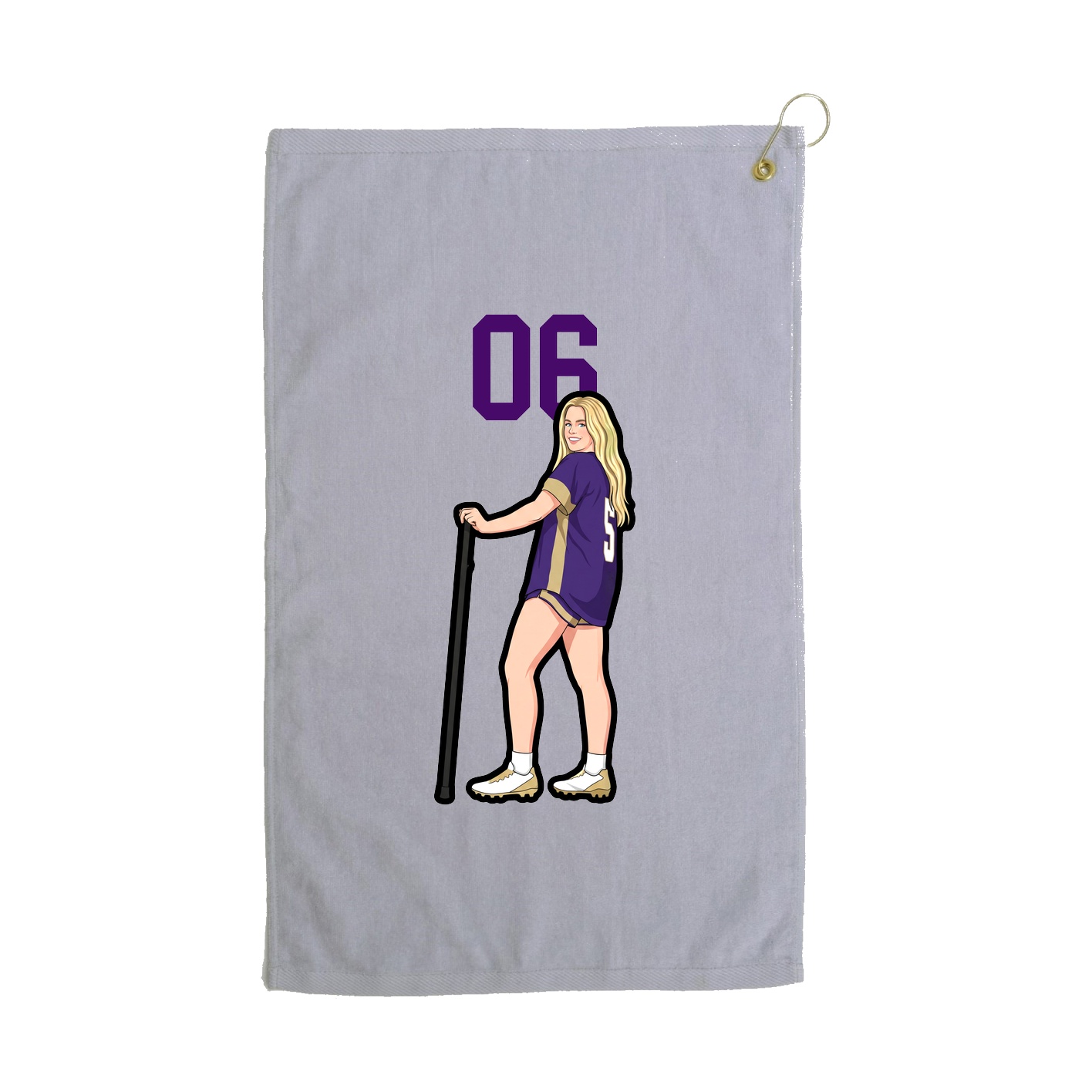Golf Towel — Number Top in Grey