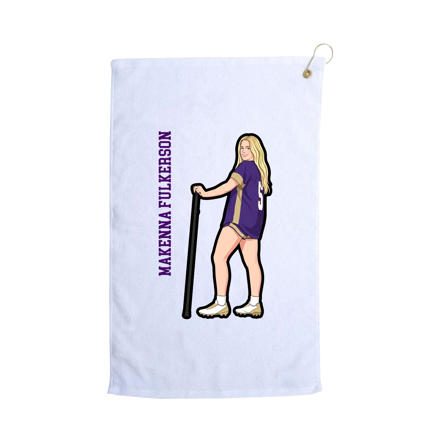 Golf Towel — Name Vertical in White