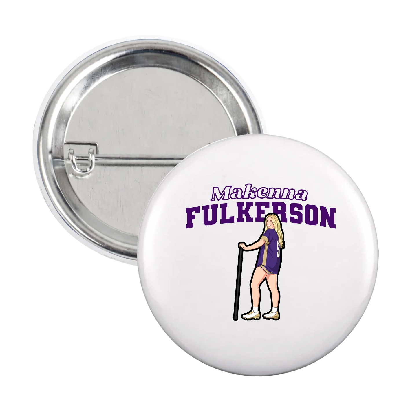 Game Day Button — Name Arch in White