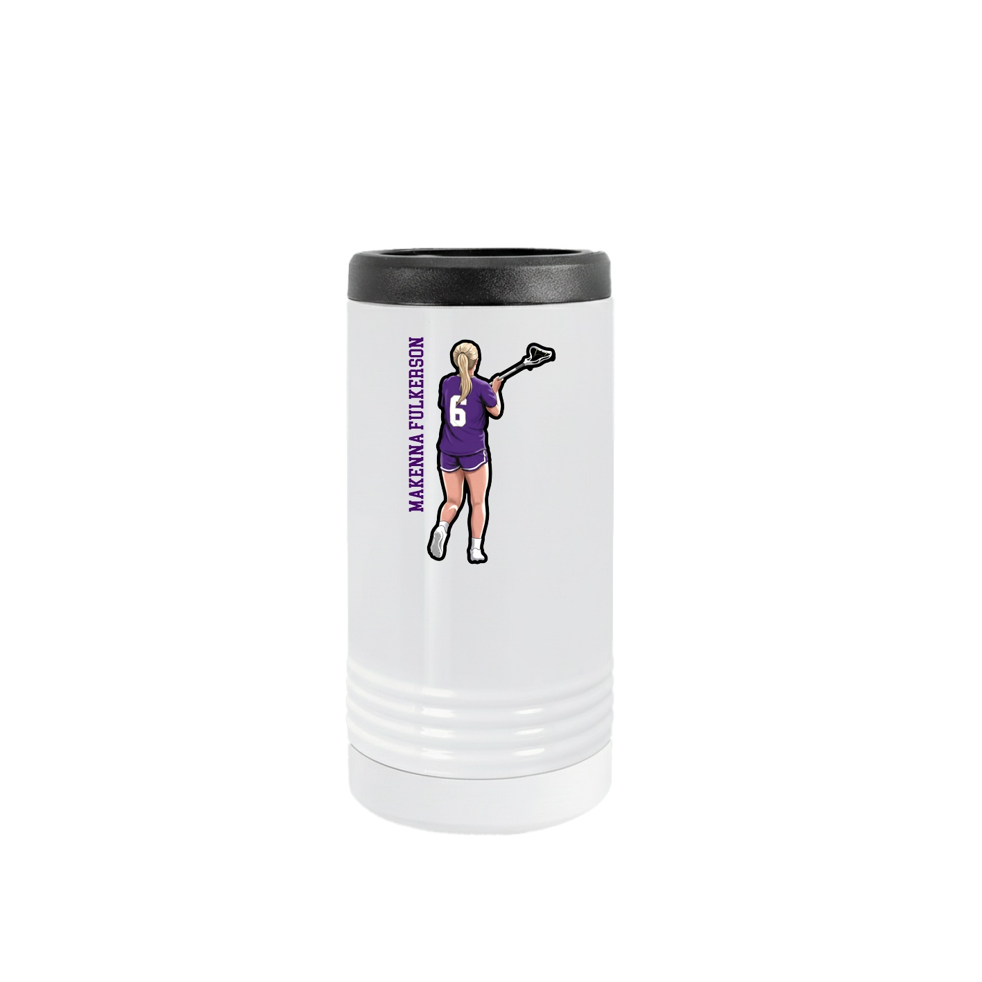 Slim Beverage Holder — Name Vertical in White