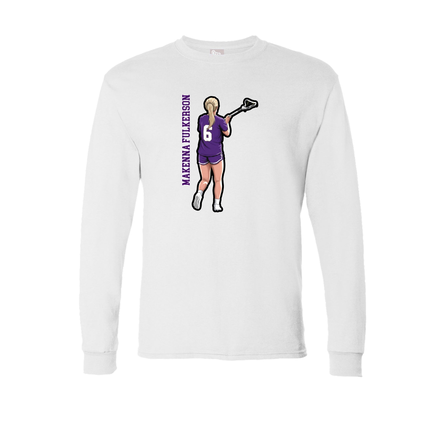 Long Sleeve Tee — Name Vertical in White