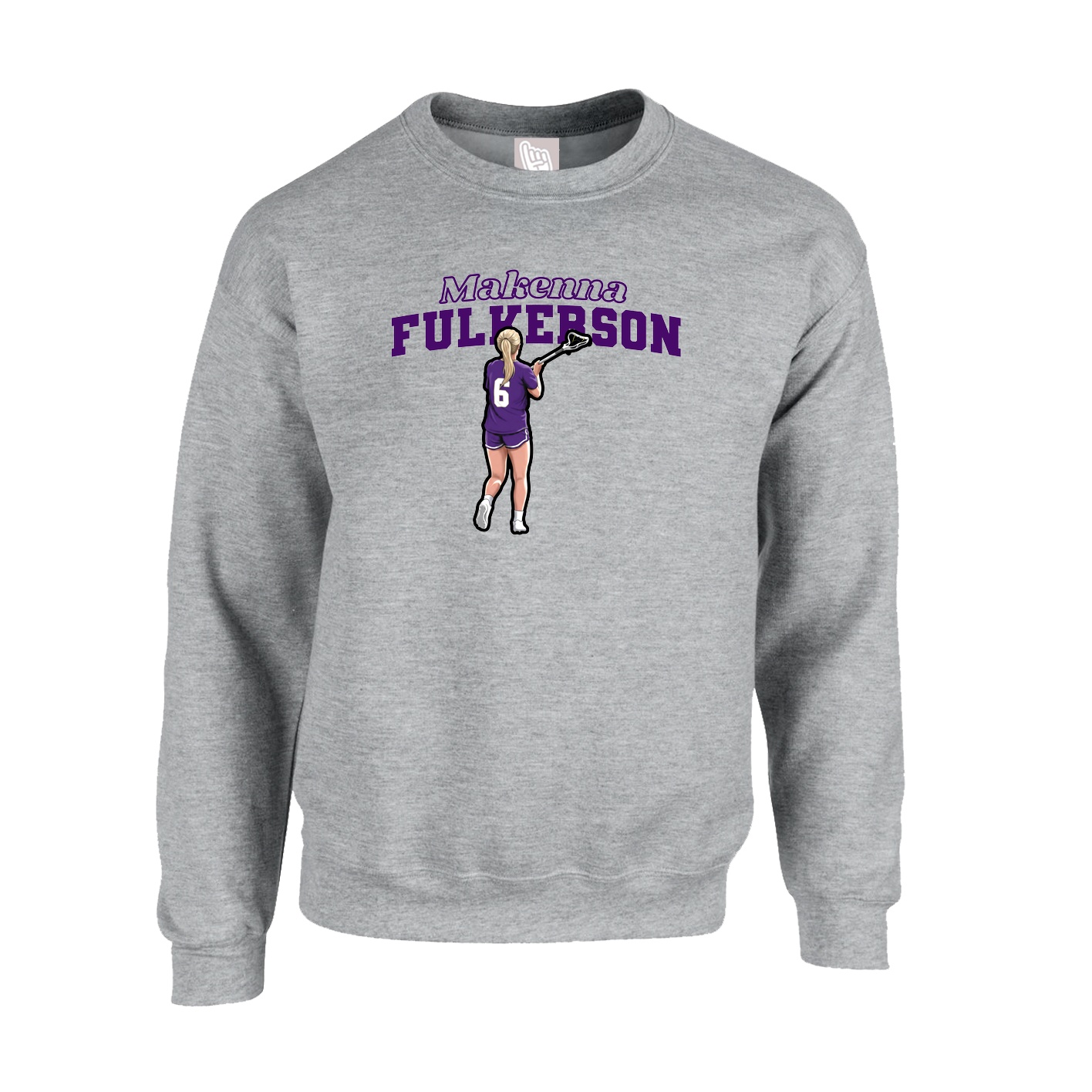 Fleece Crew — Name Arch in Grey