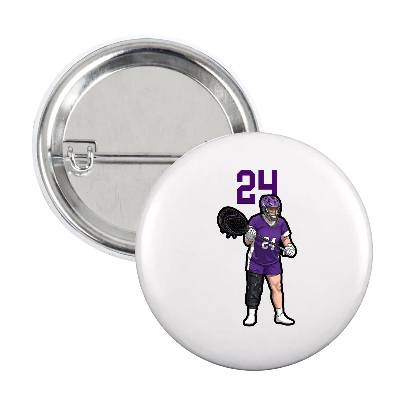 Game Day Button — Number Top in White