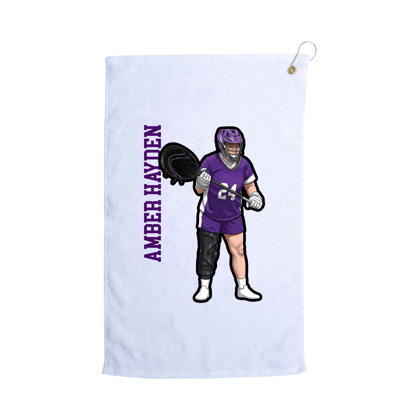 Golf Towel — Name Vertical in White
