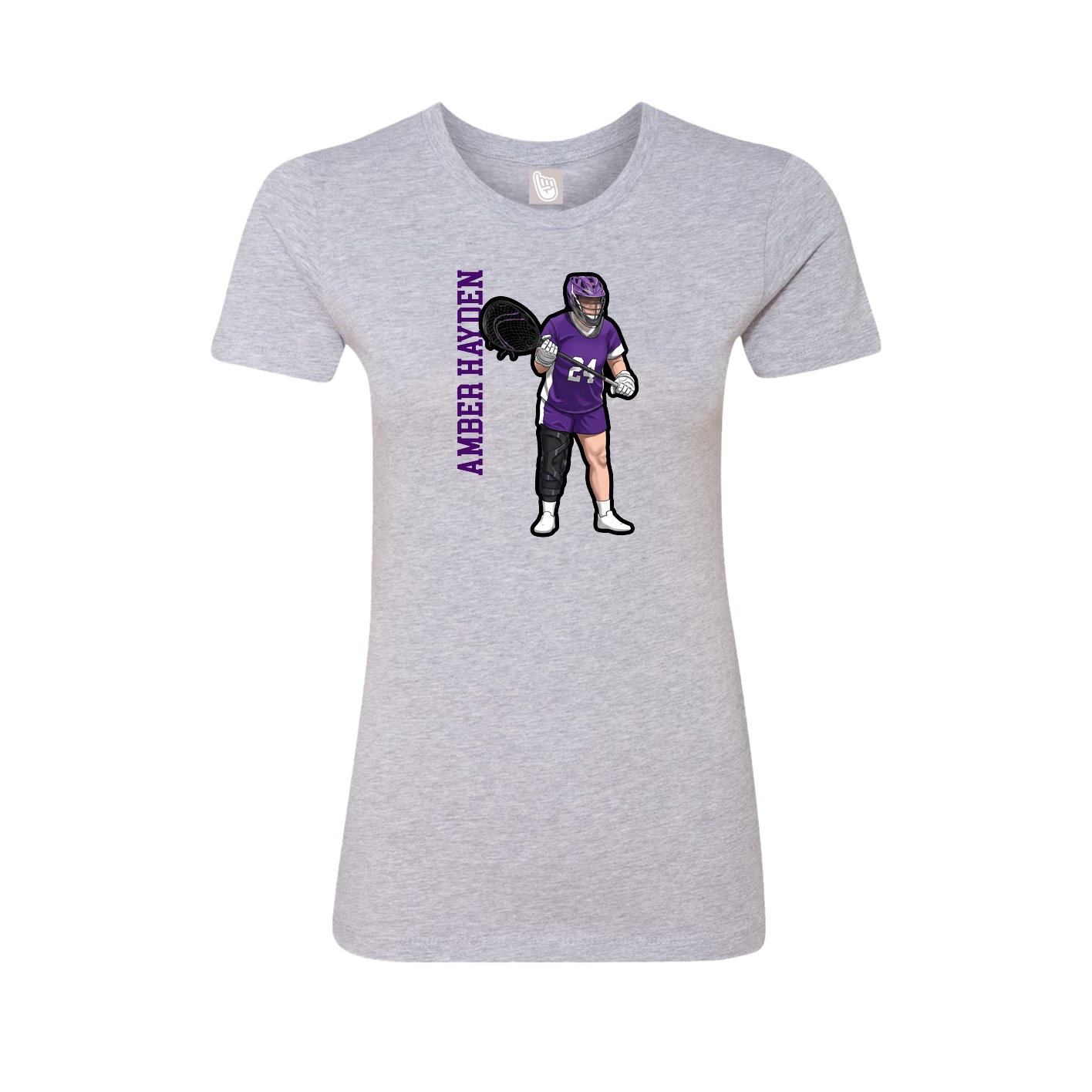 Fitted Women's Tee — Name Vertical in Grey