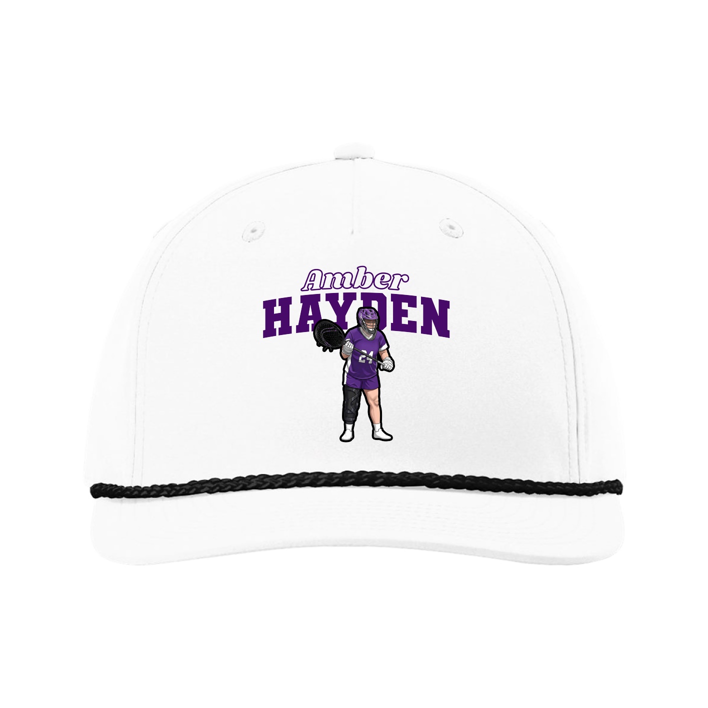 Five-Panel Classic Rope Cap — Name Arch in White