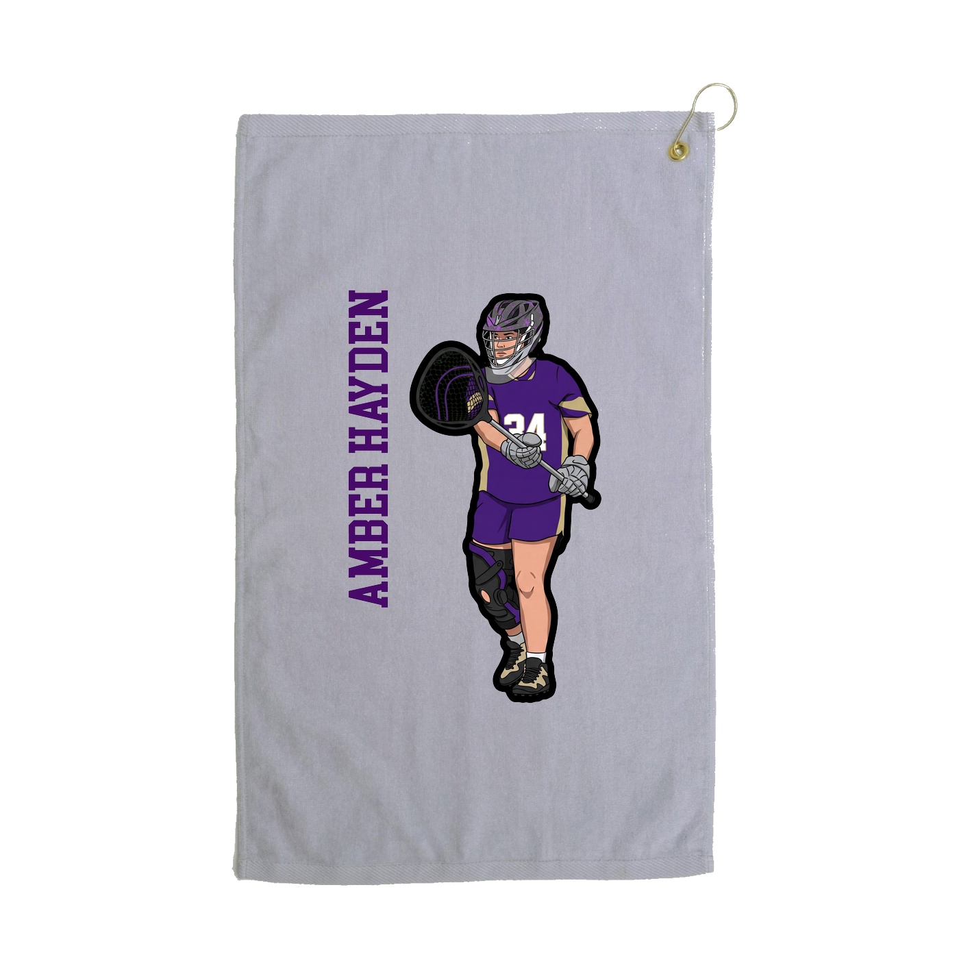 Golf Towel — Name Vertical in Grey