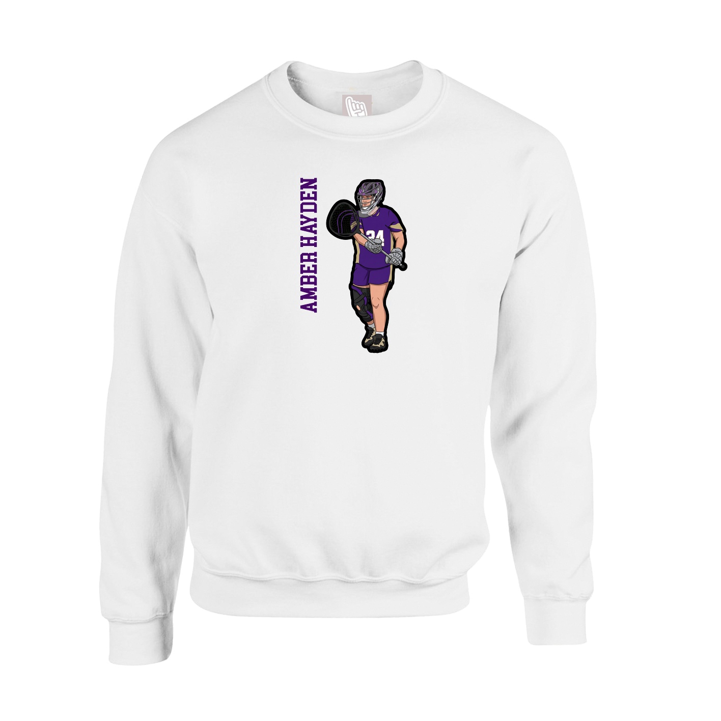 Fleece Crew — Name Vertical in White