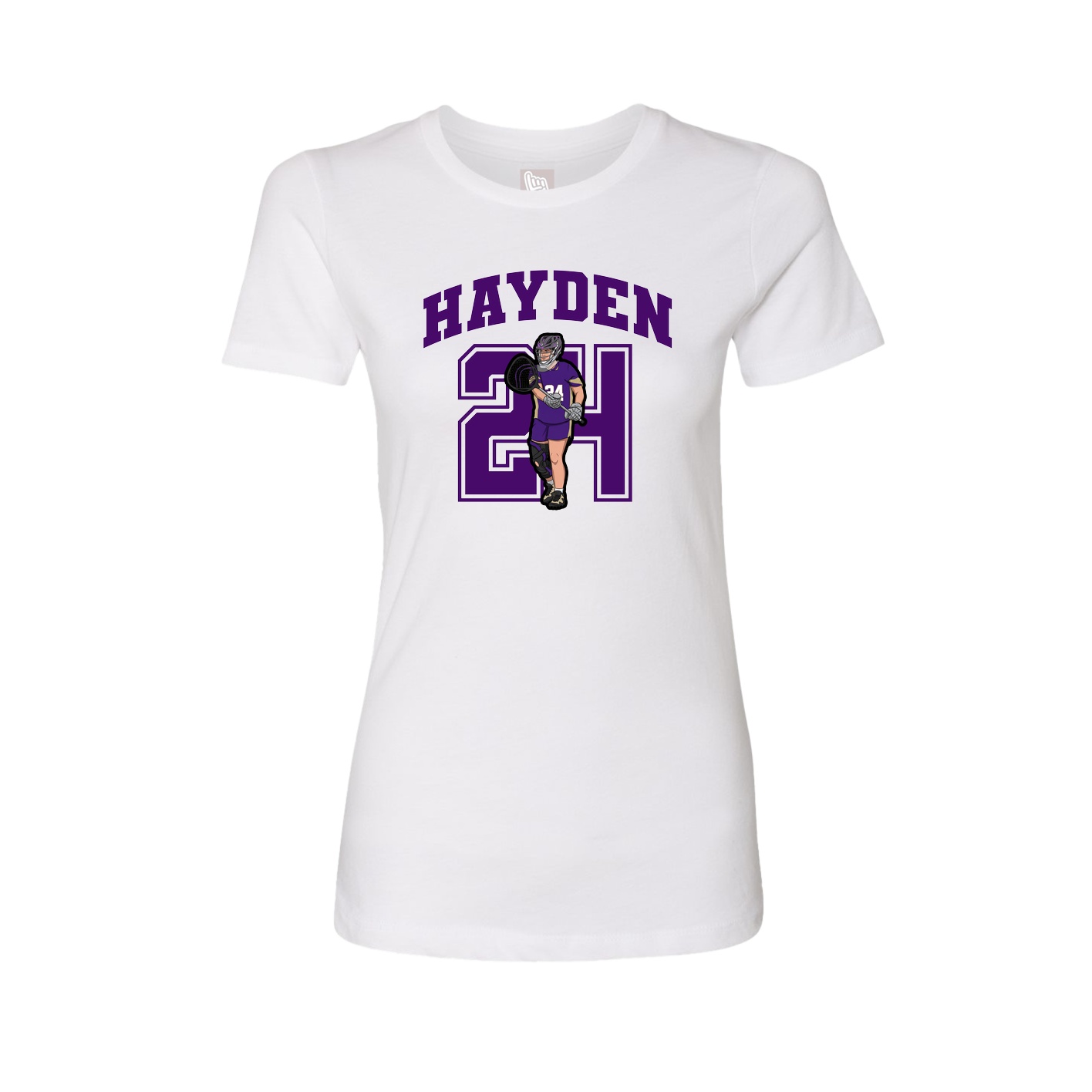 Fitted Women's Tee — Number in White