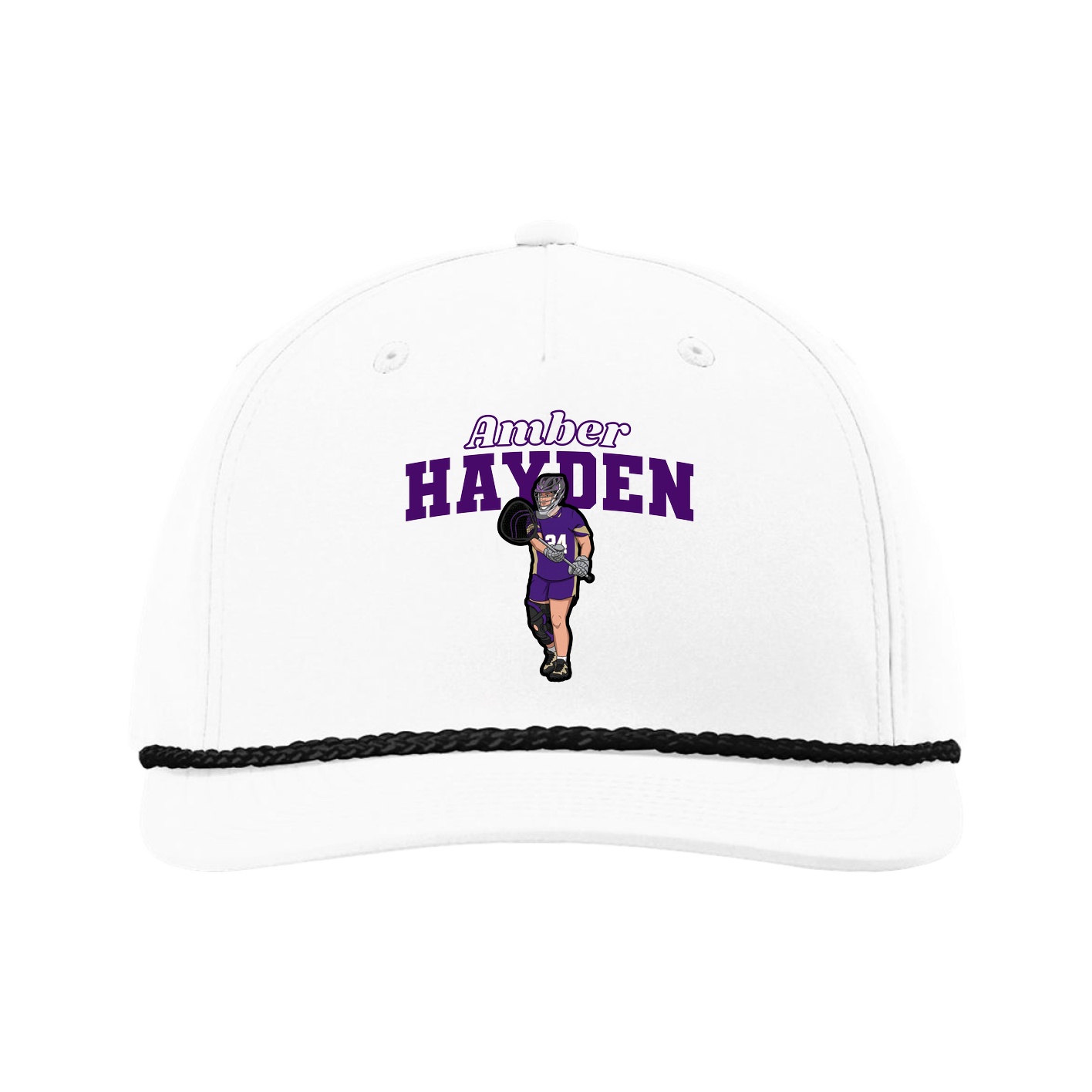 Five-Panel Classic Rope Cap — Name Arch in White