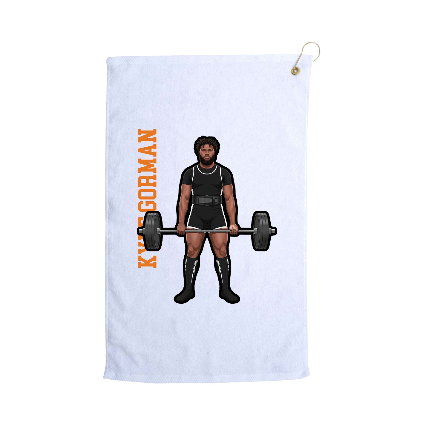 Golf Towel — Name Vertical in White