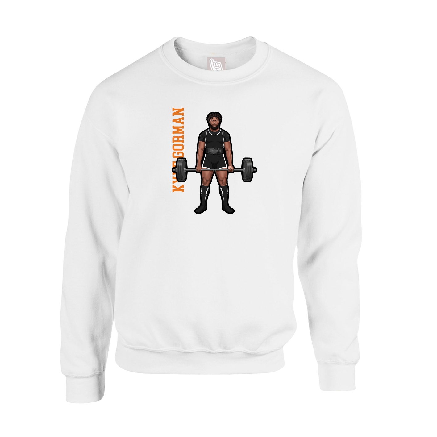 Fleece Crew — Name Vertical in White