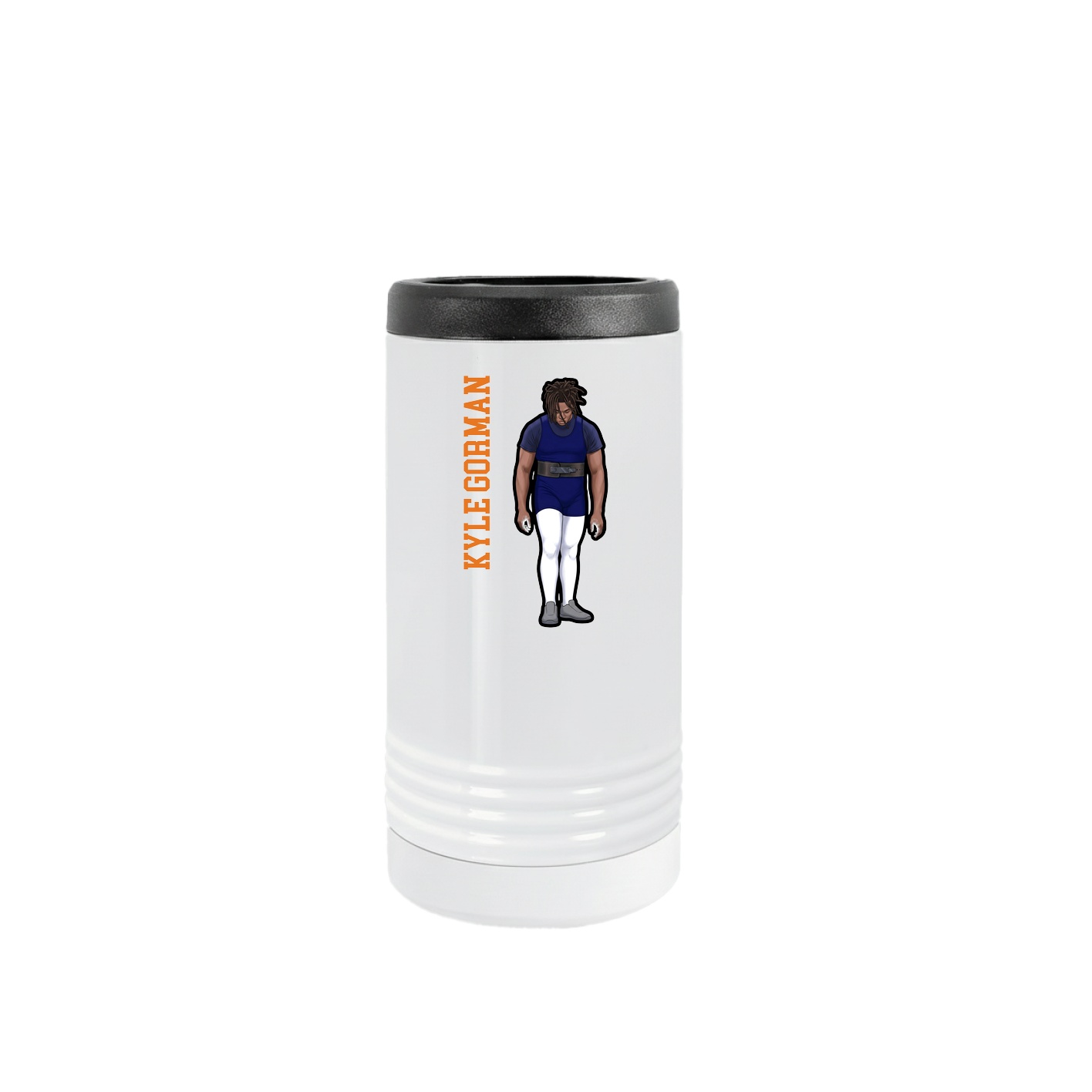 Slim Beverage Holder — Name Vertical in White