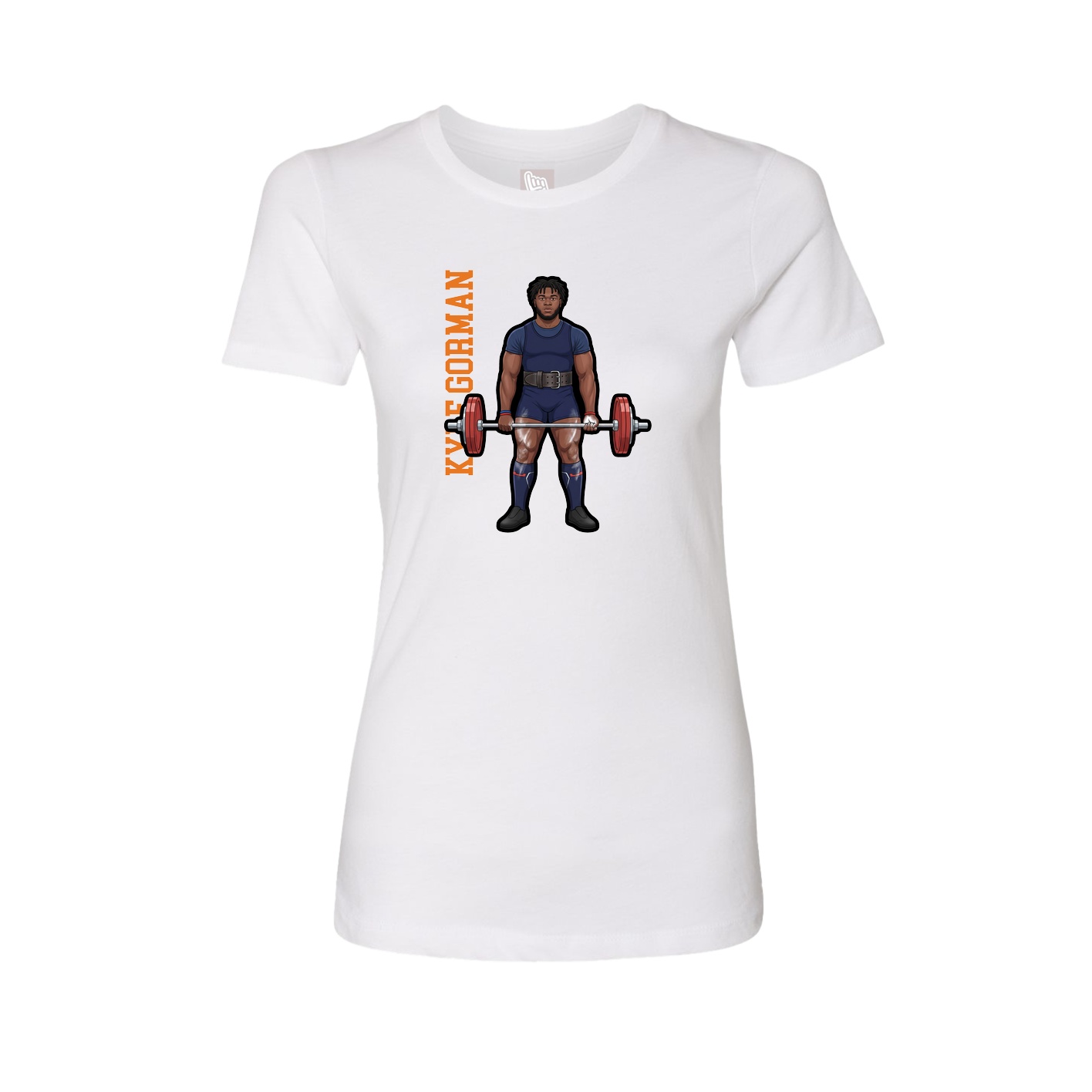 Fitted Women's Tee — Name Vertical in White