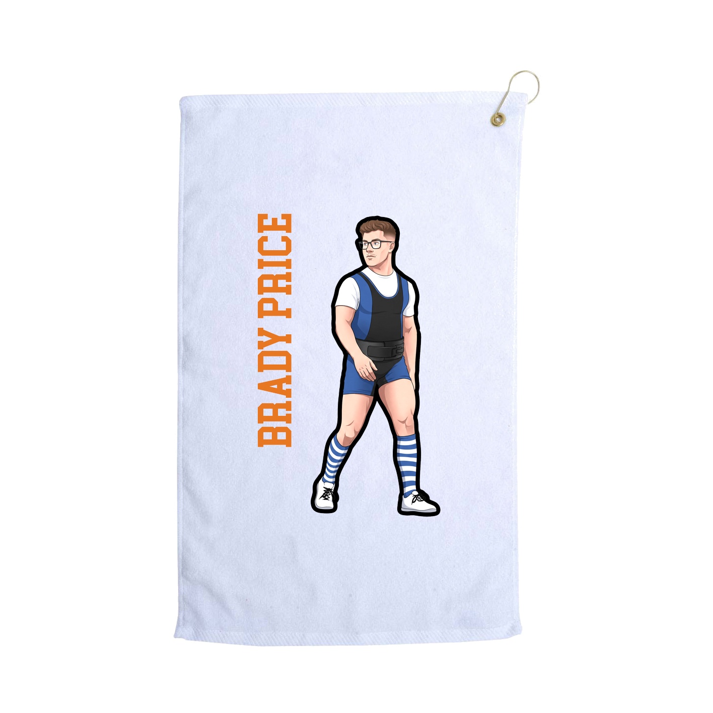 Golf Towel — Name Vertical in White