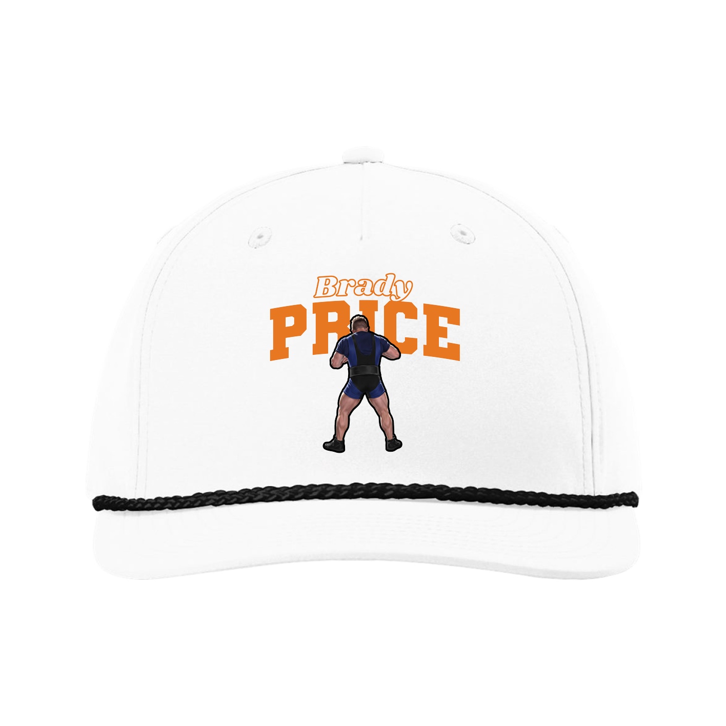 Five-Panel Classic Rope Cap — Name Arch in White