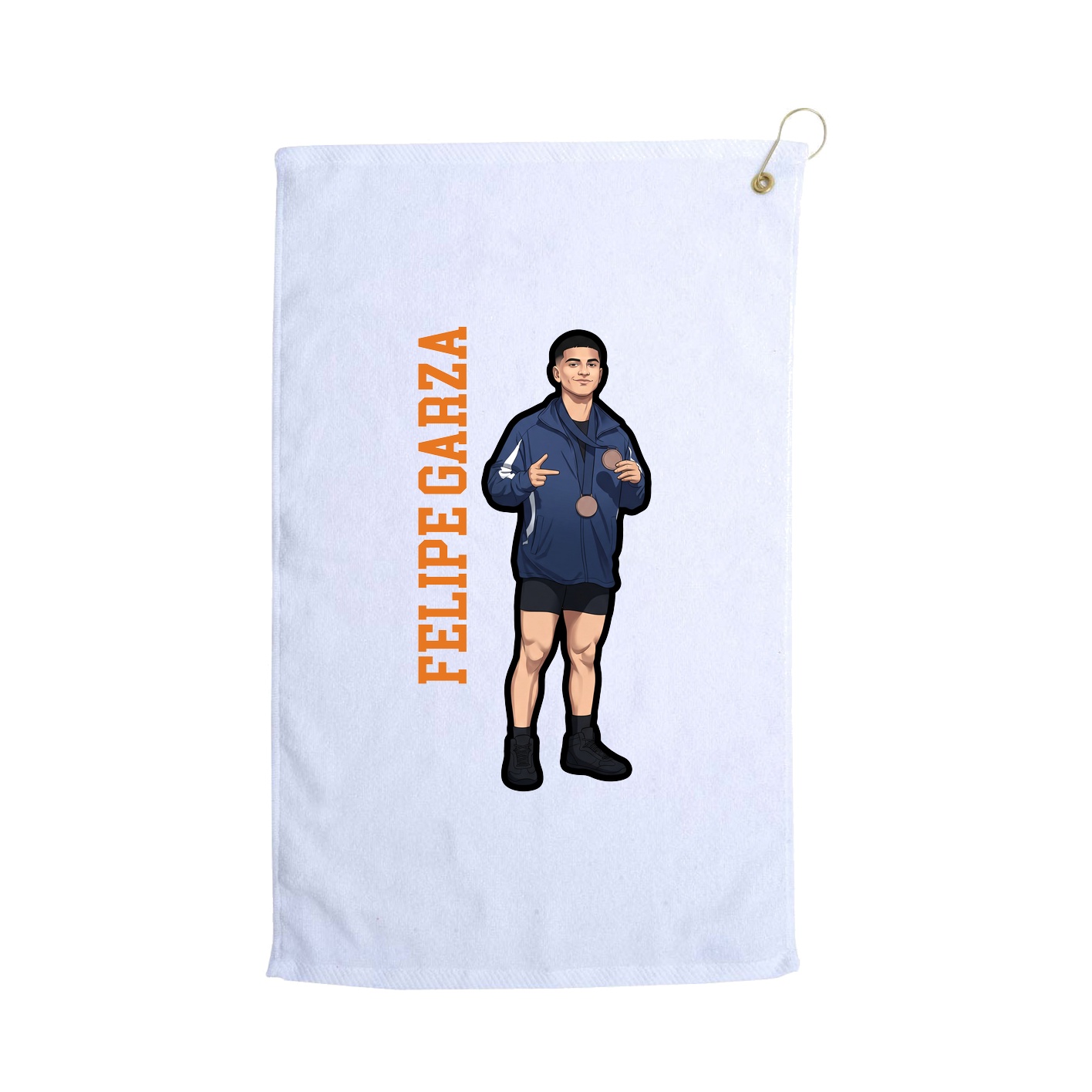 Golf Towel — Name Vertical in White