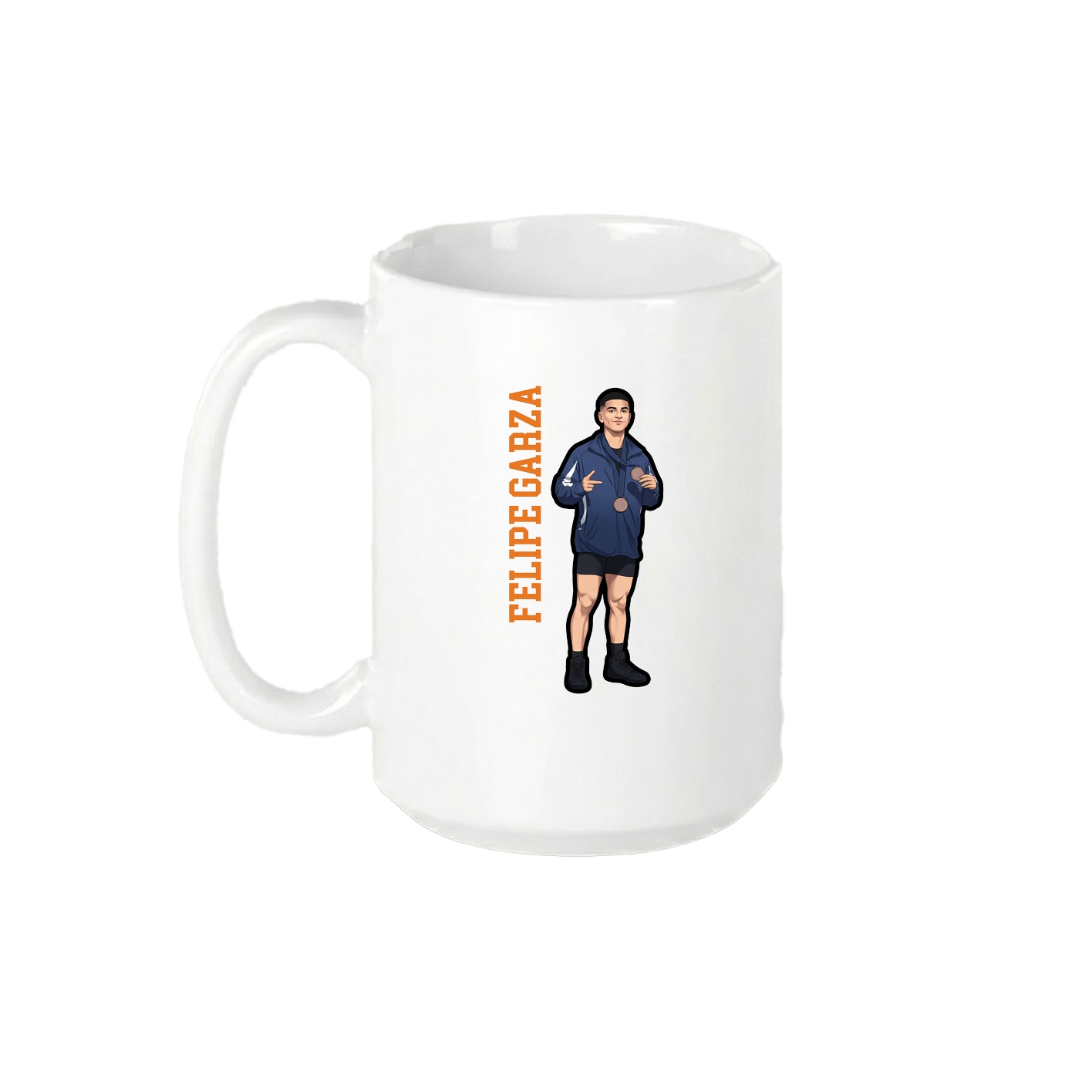 15oz Coffee Mug — Name Vertical in White