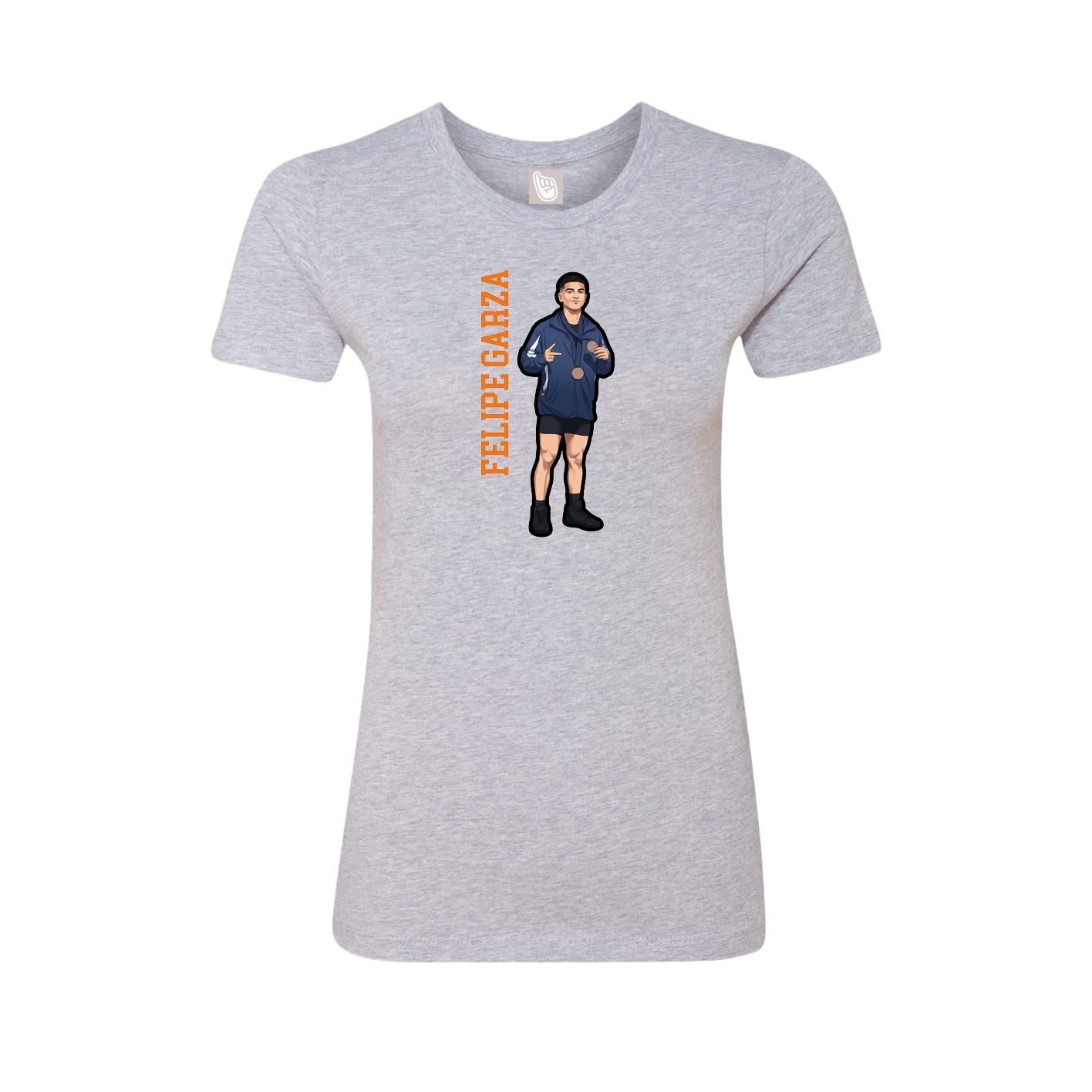 Fitted Women's Tee — Name Vertical in Grey