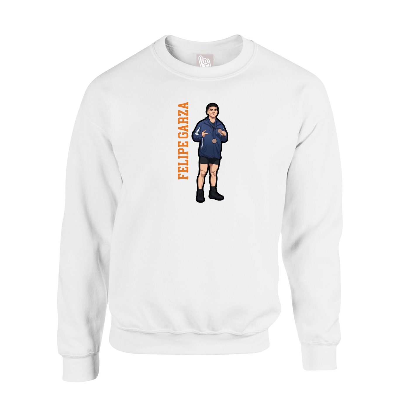 Fleece Crew — Name Vertical in White
