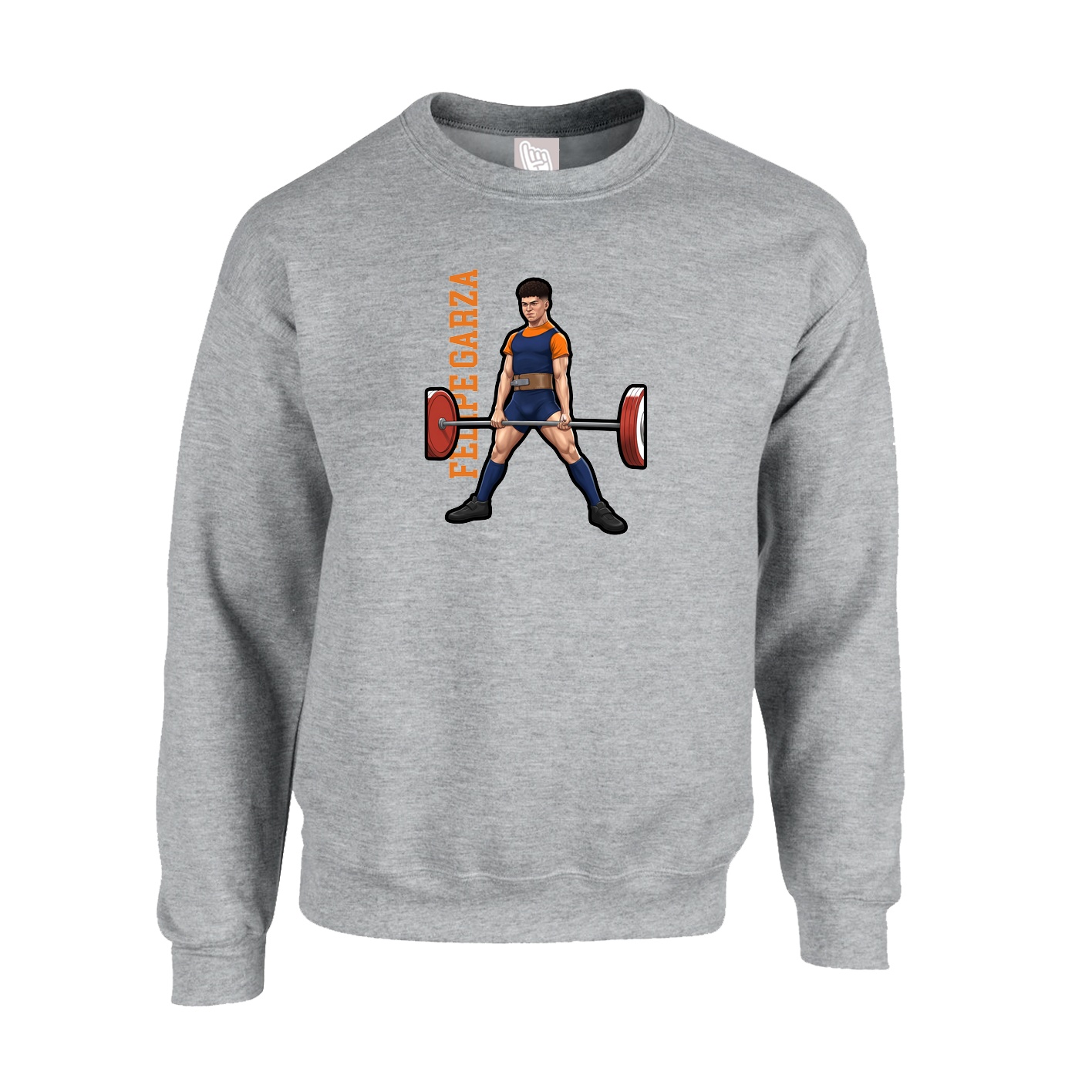 Fleece Crew — Name Vertical in Grey