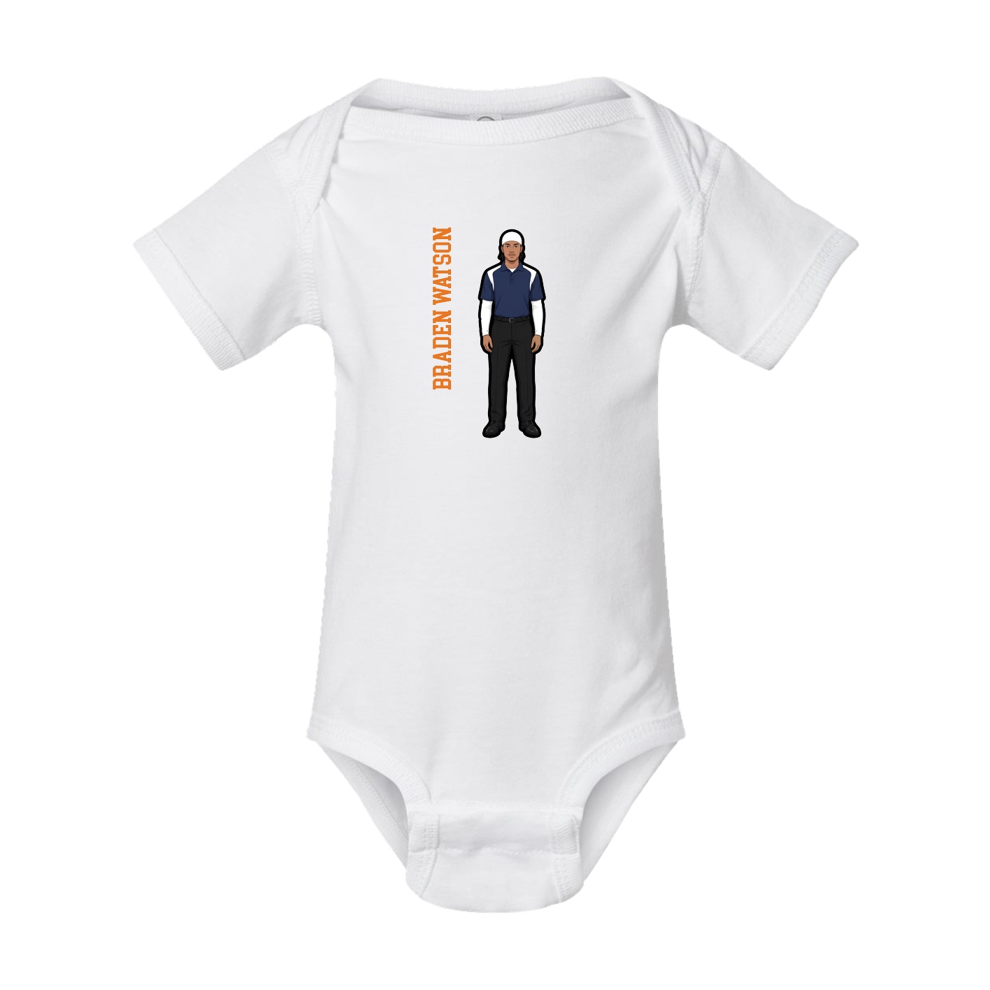 Baby Onesie — Name Vertical in White