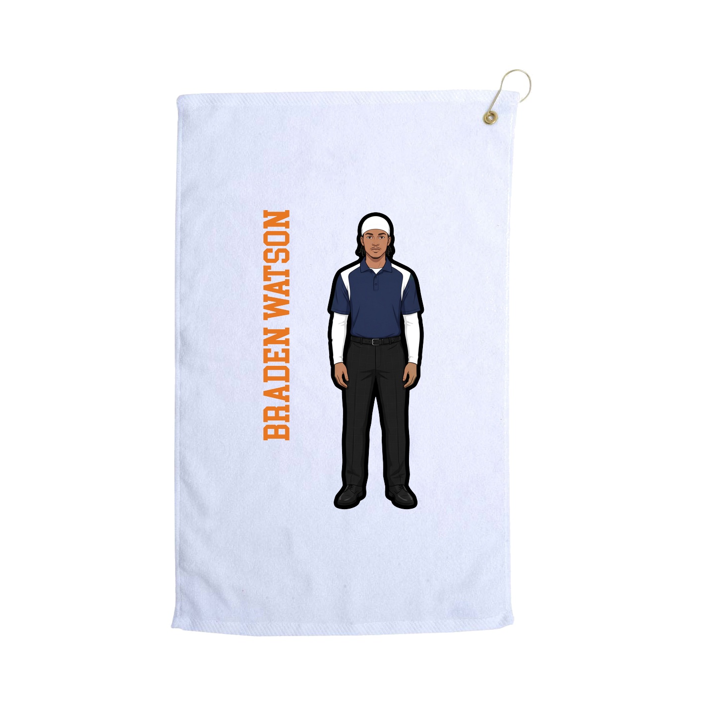 Golf Towel — Name Vertical in White