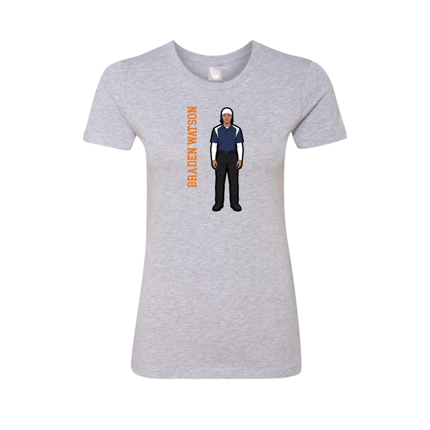 Fitted Women's Tee — Name Vertical in Grey