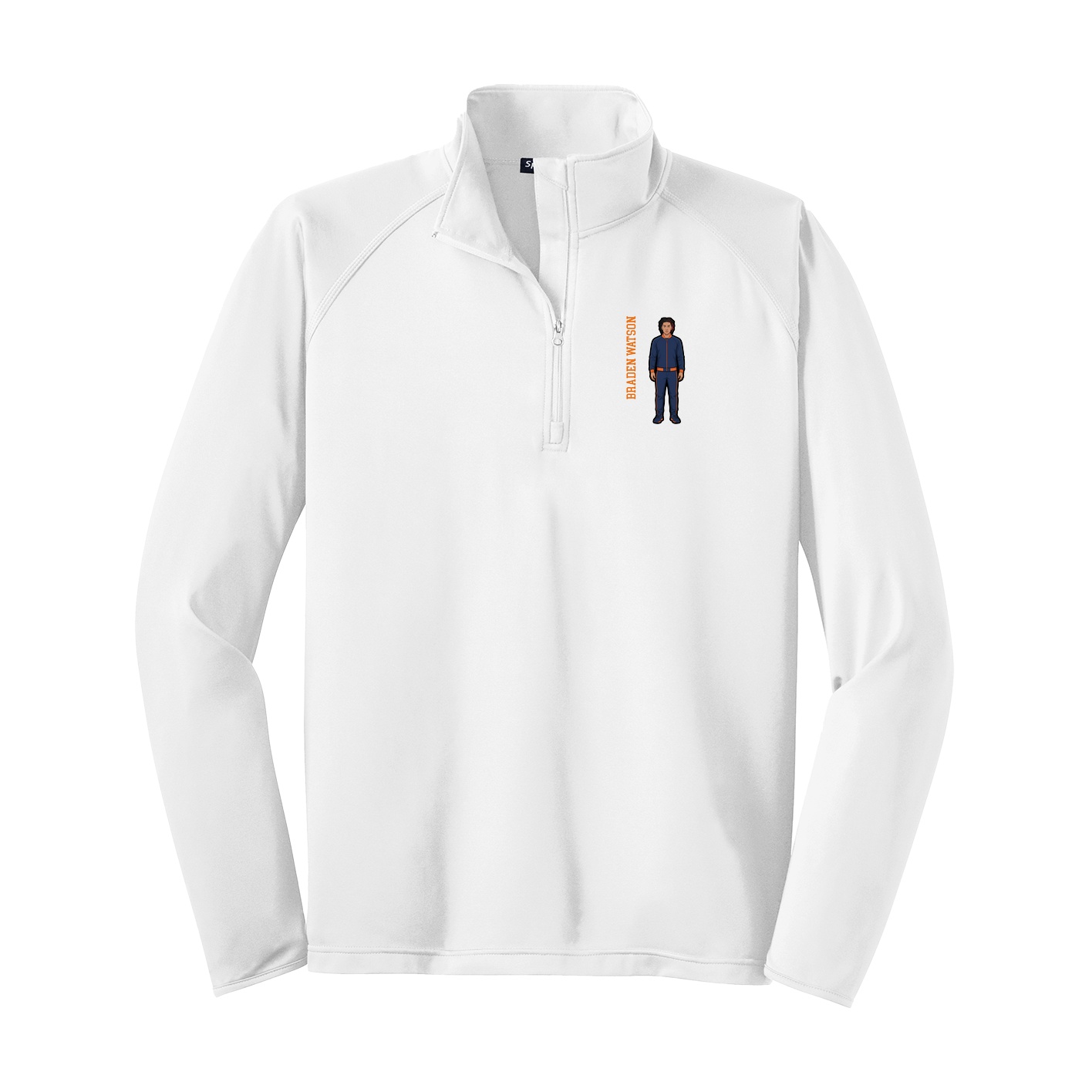 Q-Zip Pullover — Name Vertical in White