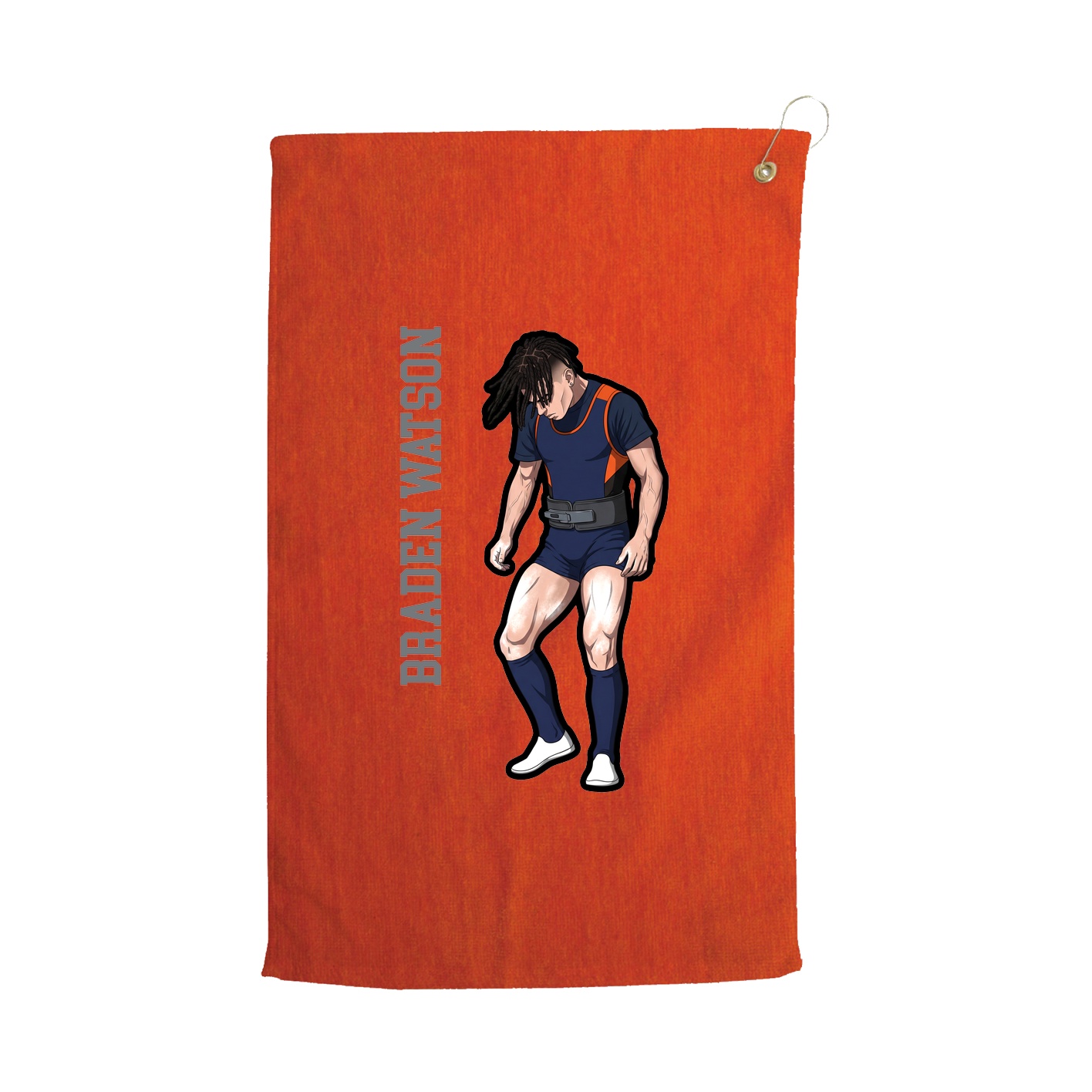 Golf Towel — Name Vertical in Orange