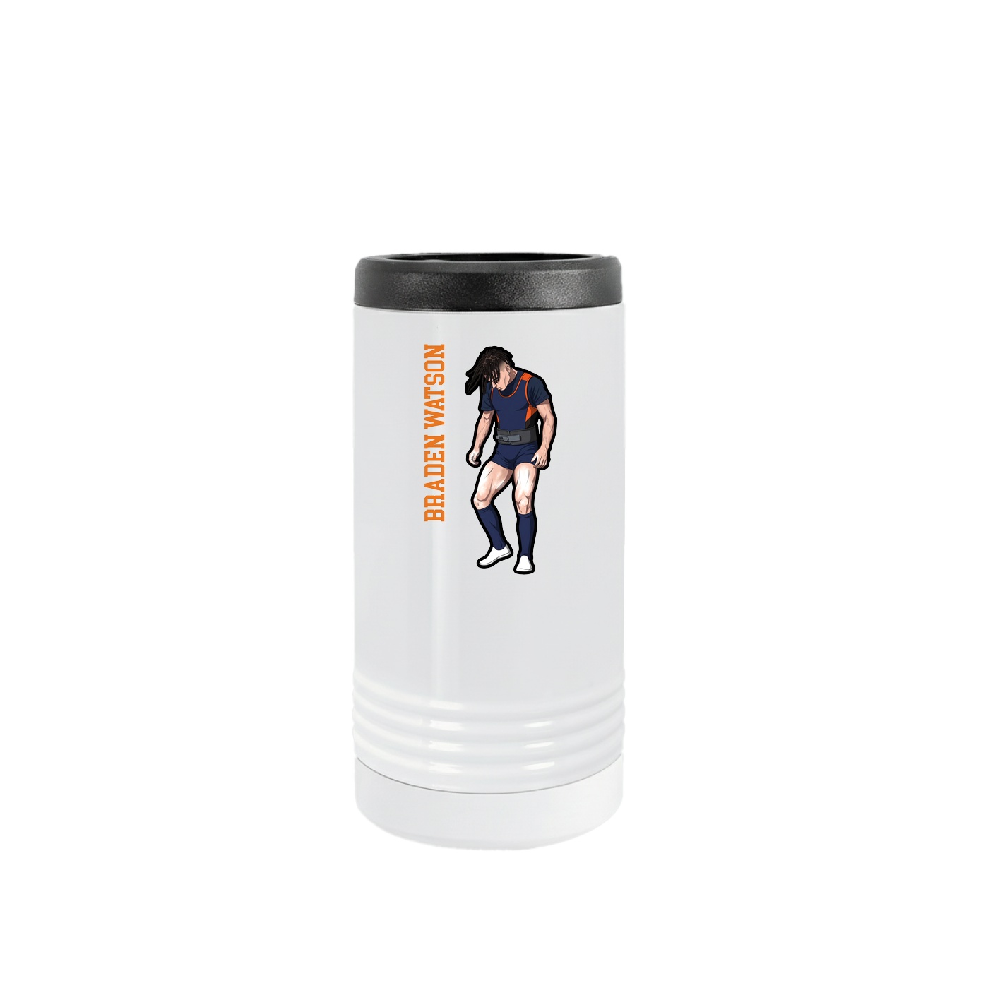 Slim Beverage Holder — Name Vertical in White