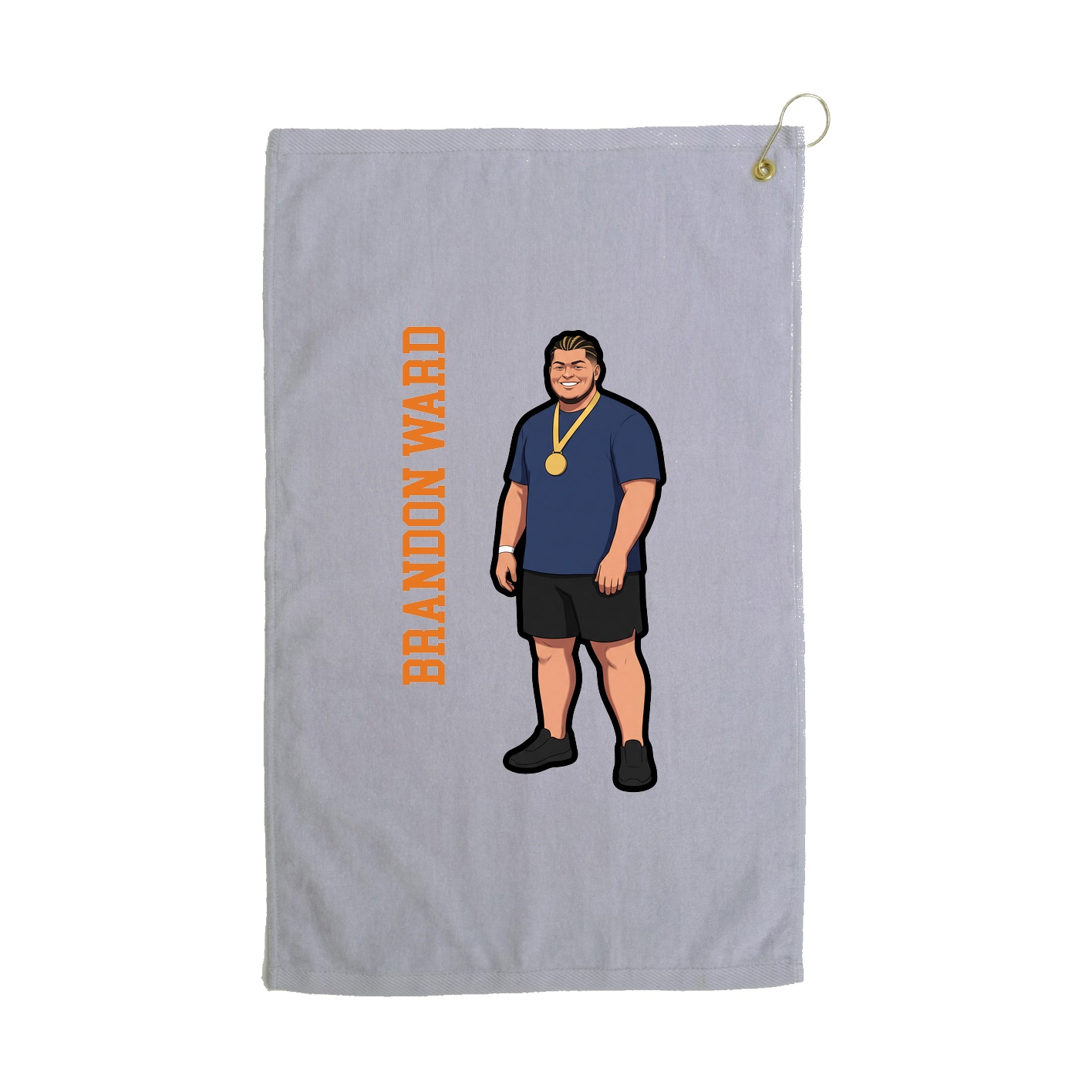 Golf Towel — Name Vertical in Grey