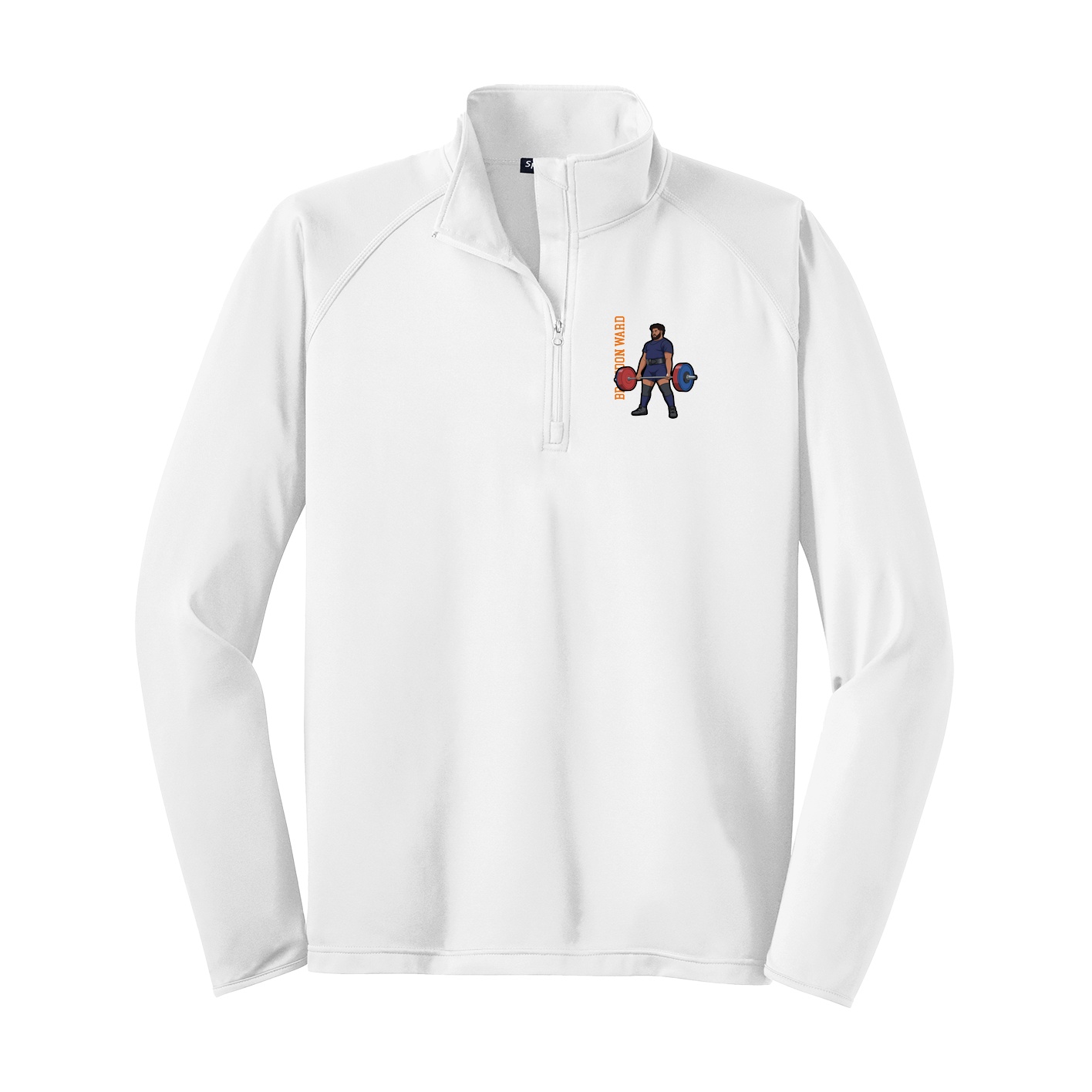 Q-Zip Pullover — Name Vertical in White