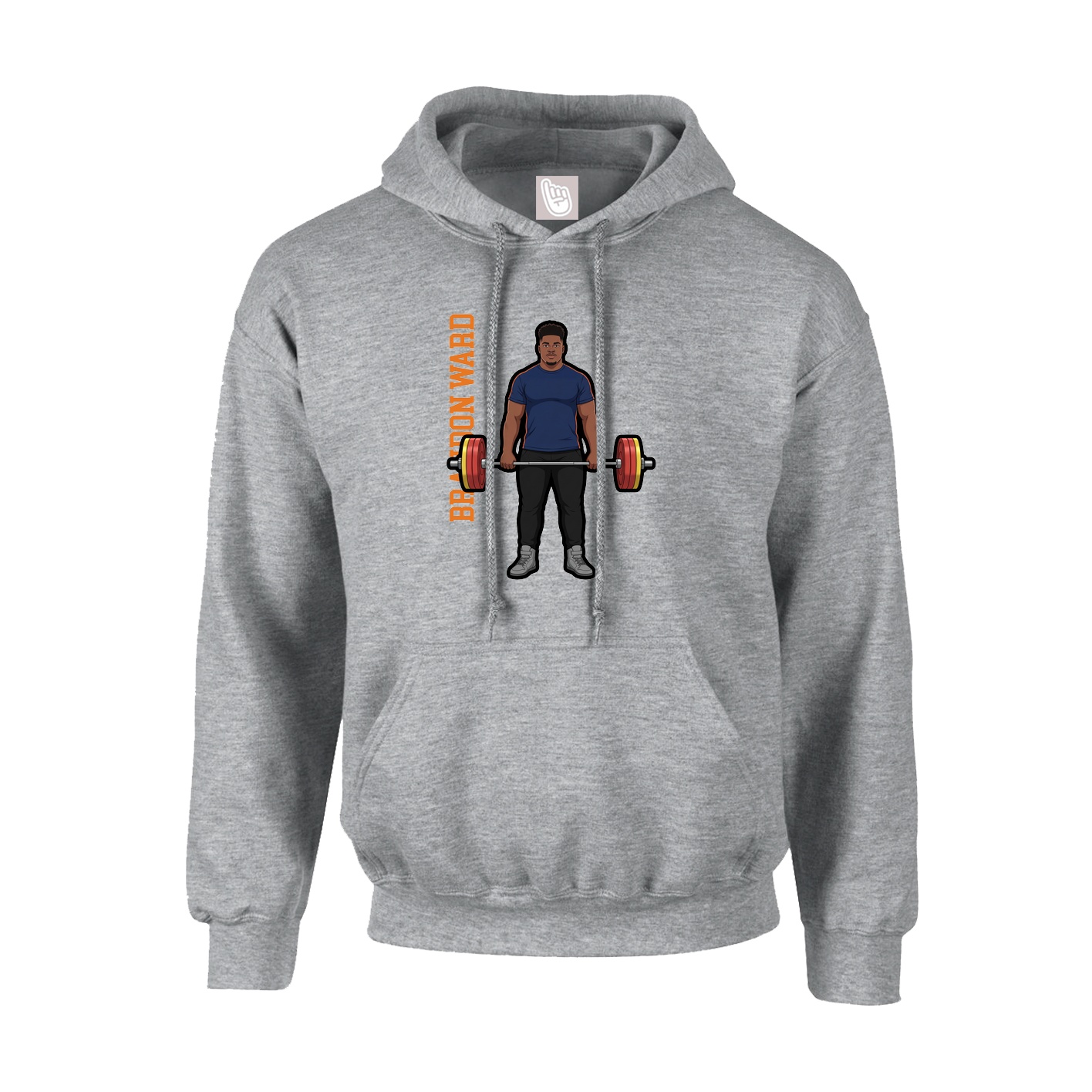 Hoodie — Name Vertical in Grey