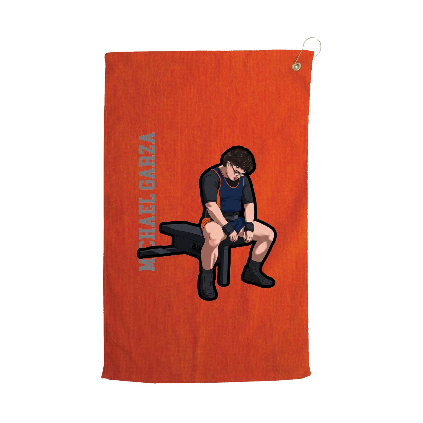 Golf Towel — Name Vertical in Orange