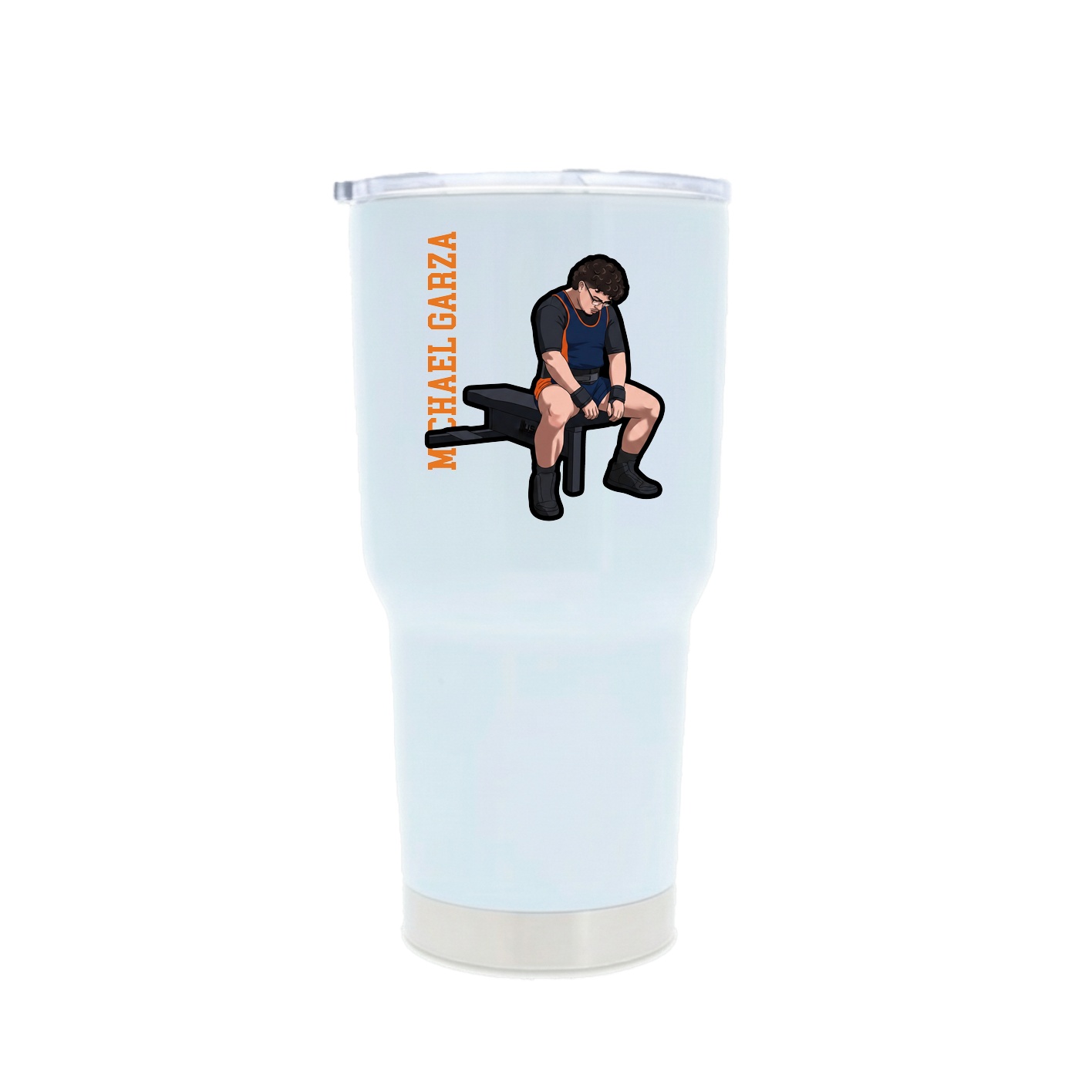 30oz Stainless Steel Tumbler — Name Vertical in White