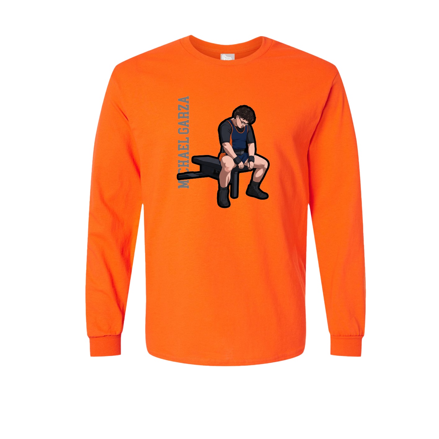 Long Sleeve Tee — Name Vertical in Orange