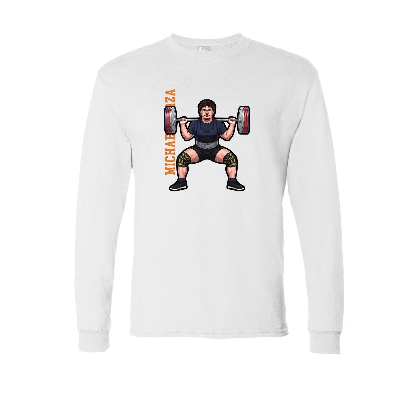 Long Sleeve Tee — Name Vertical in White