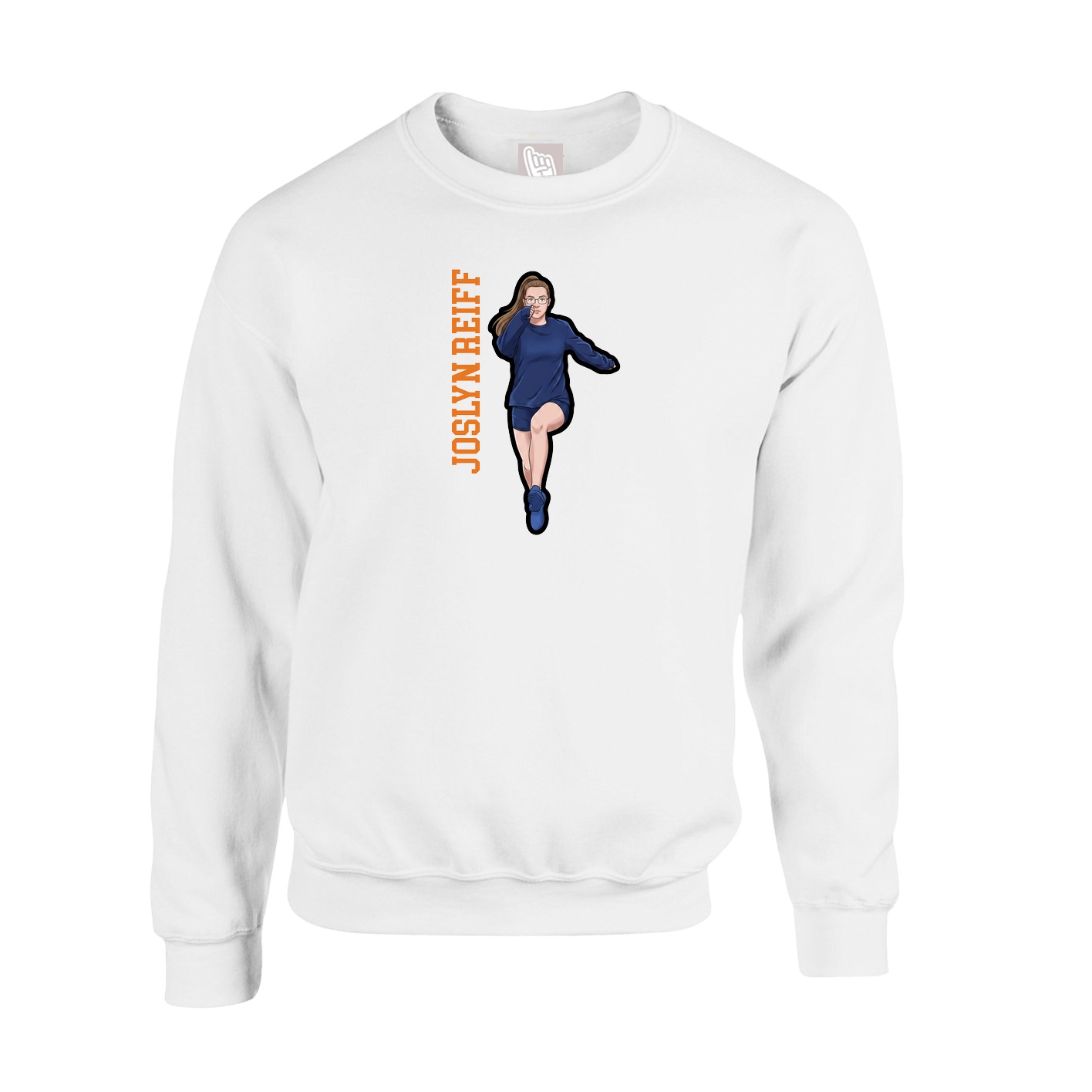 Fleece Crew — Name Vertical in White