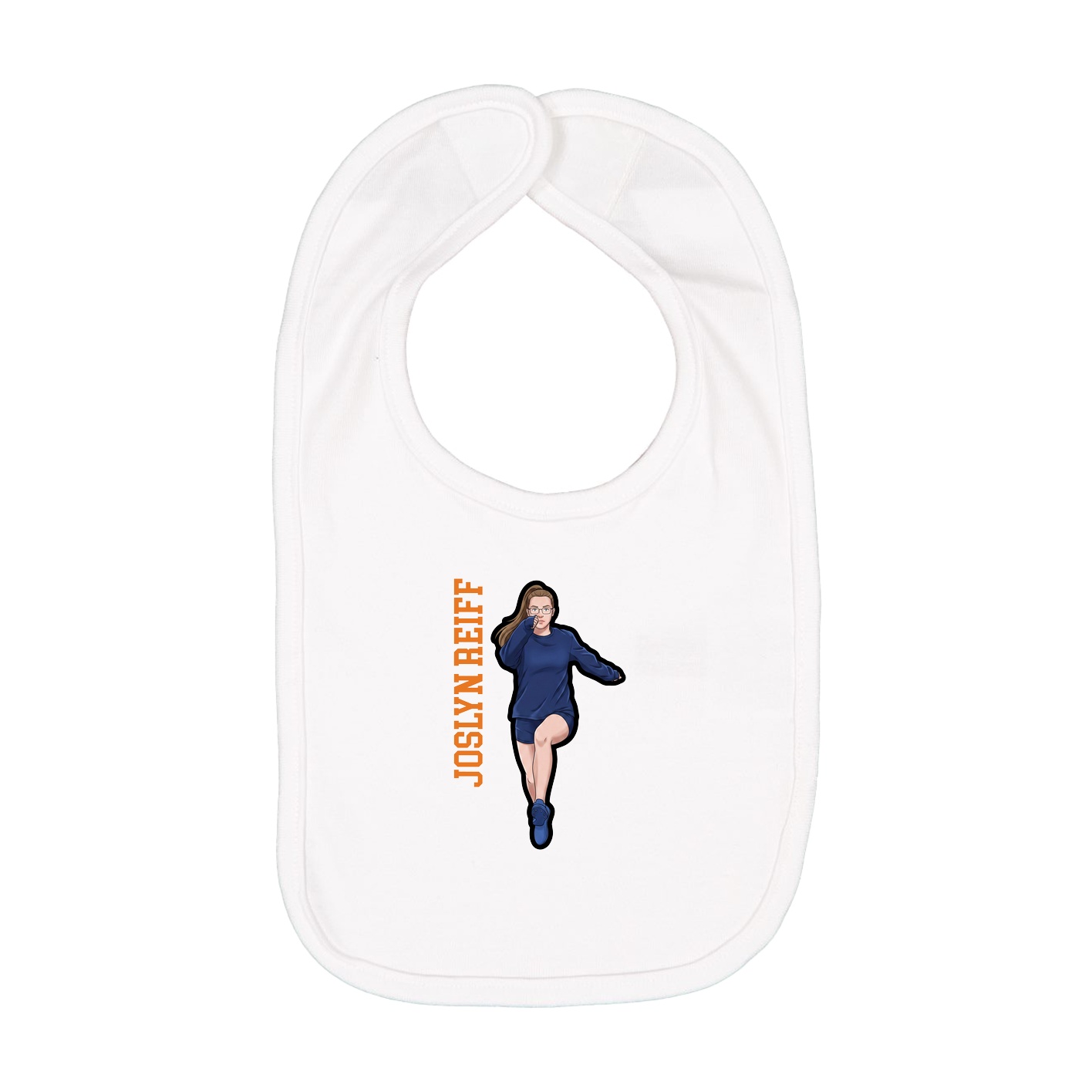 Infant Bib — Name Vertical in White