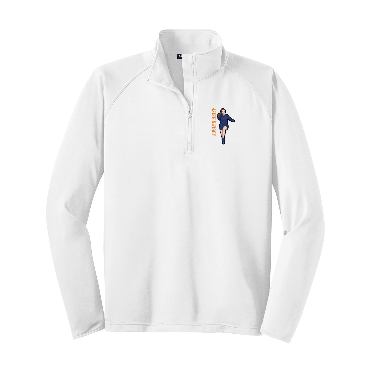 Q-Zip Pullover — Name Vertical in White