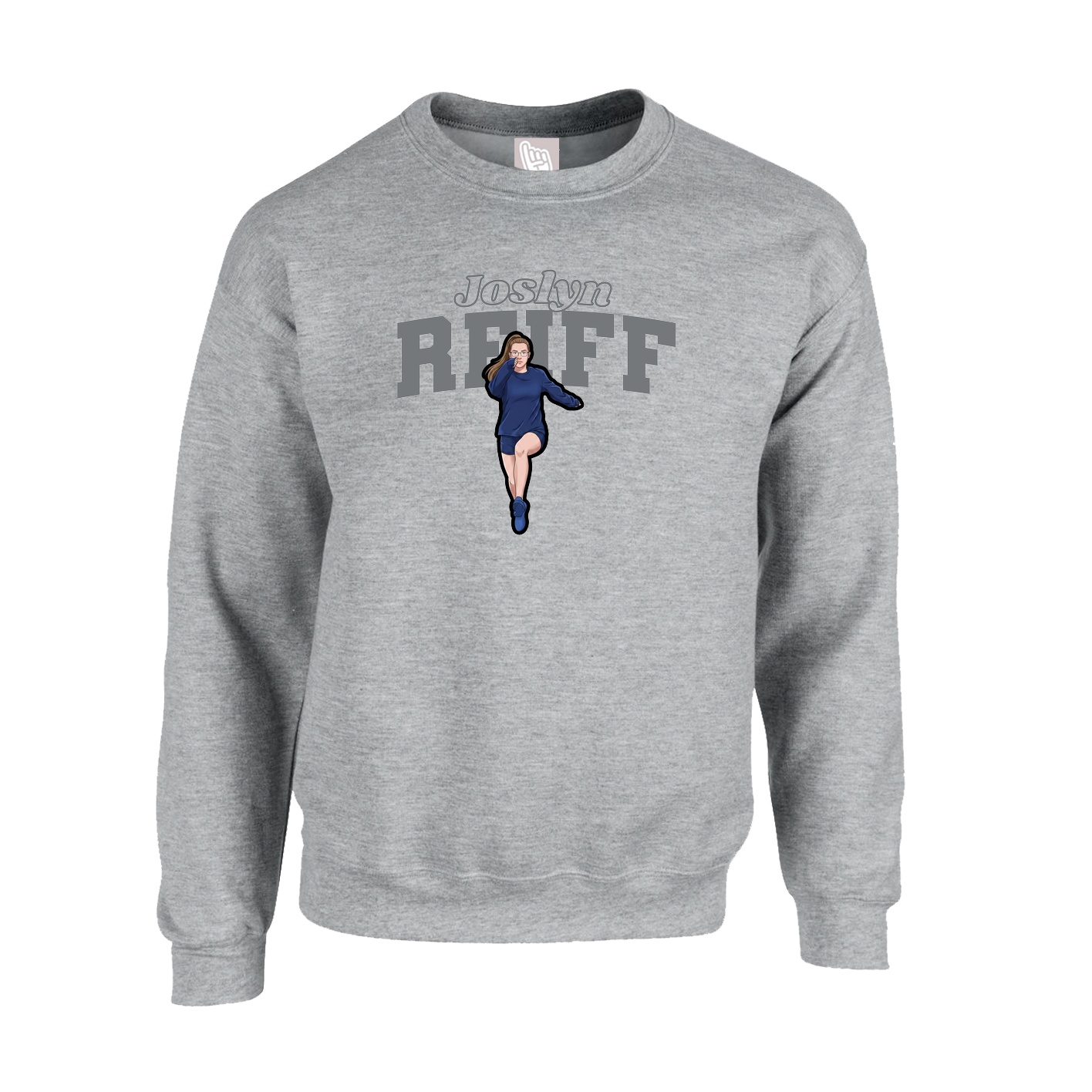 Fleece Crew — Name Arch in Grey