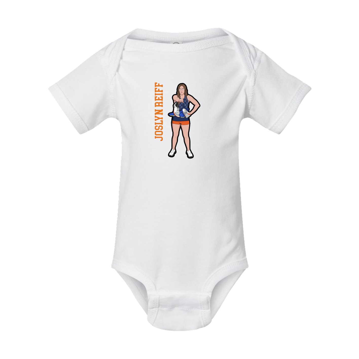 Baby Onesie — Name Vertical in White