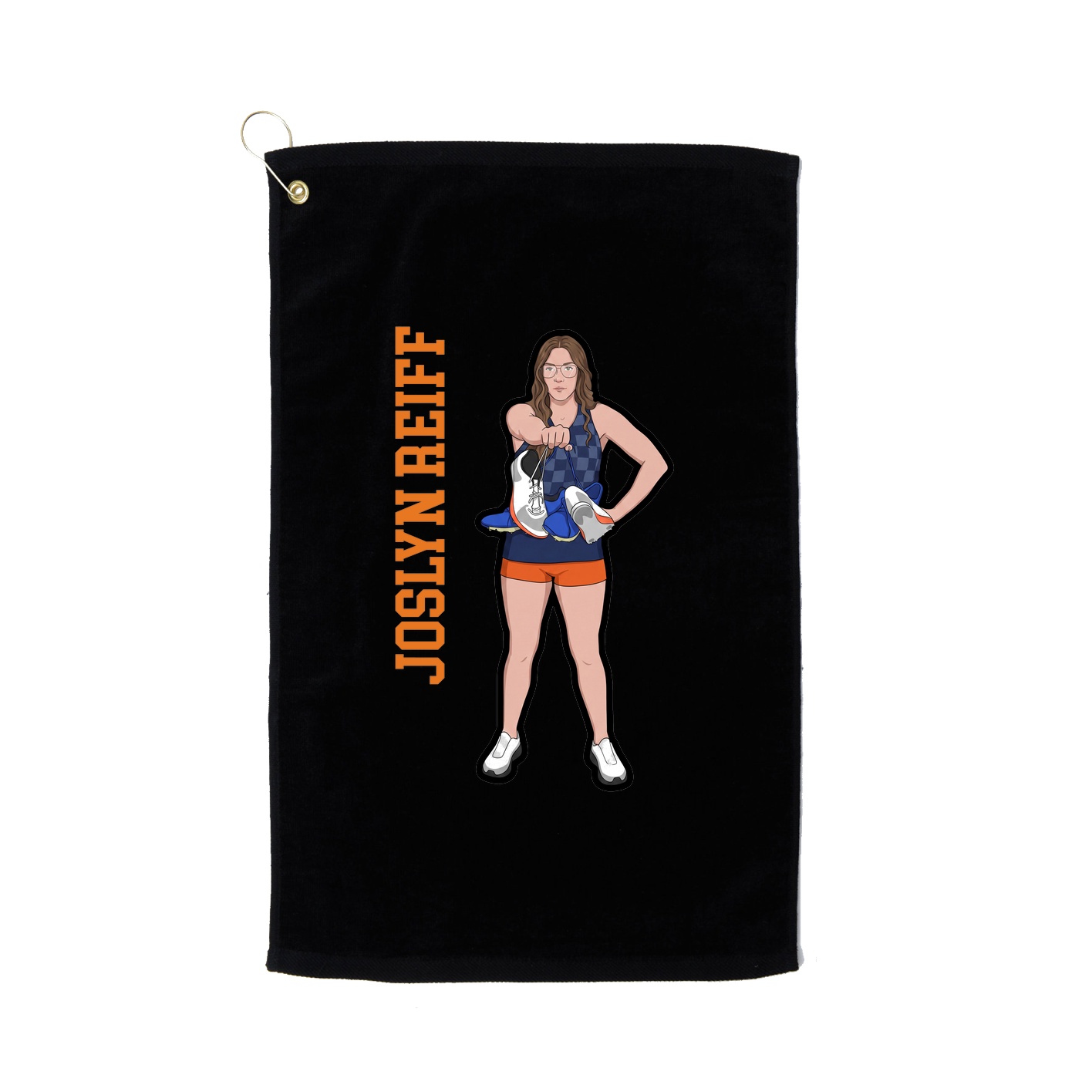Golf Towel — Name Vertical in Black