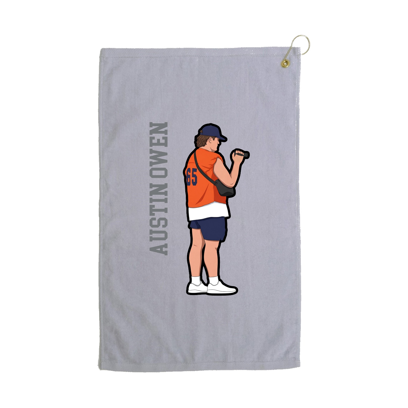 Golf Towel — Name Vertical in Grey