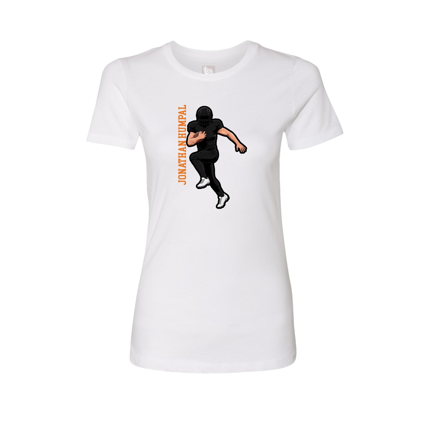 Womens Tee — Name Vertical in White