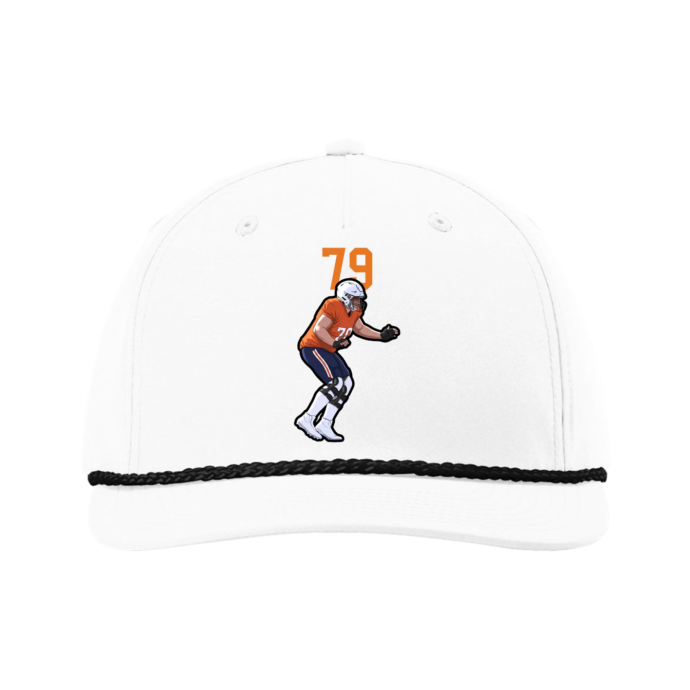Five-Panel Classic Rope Cap — Number Top in White